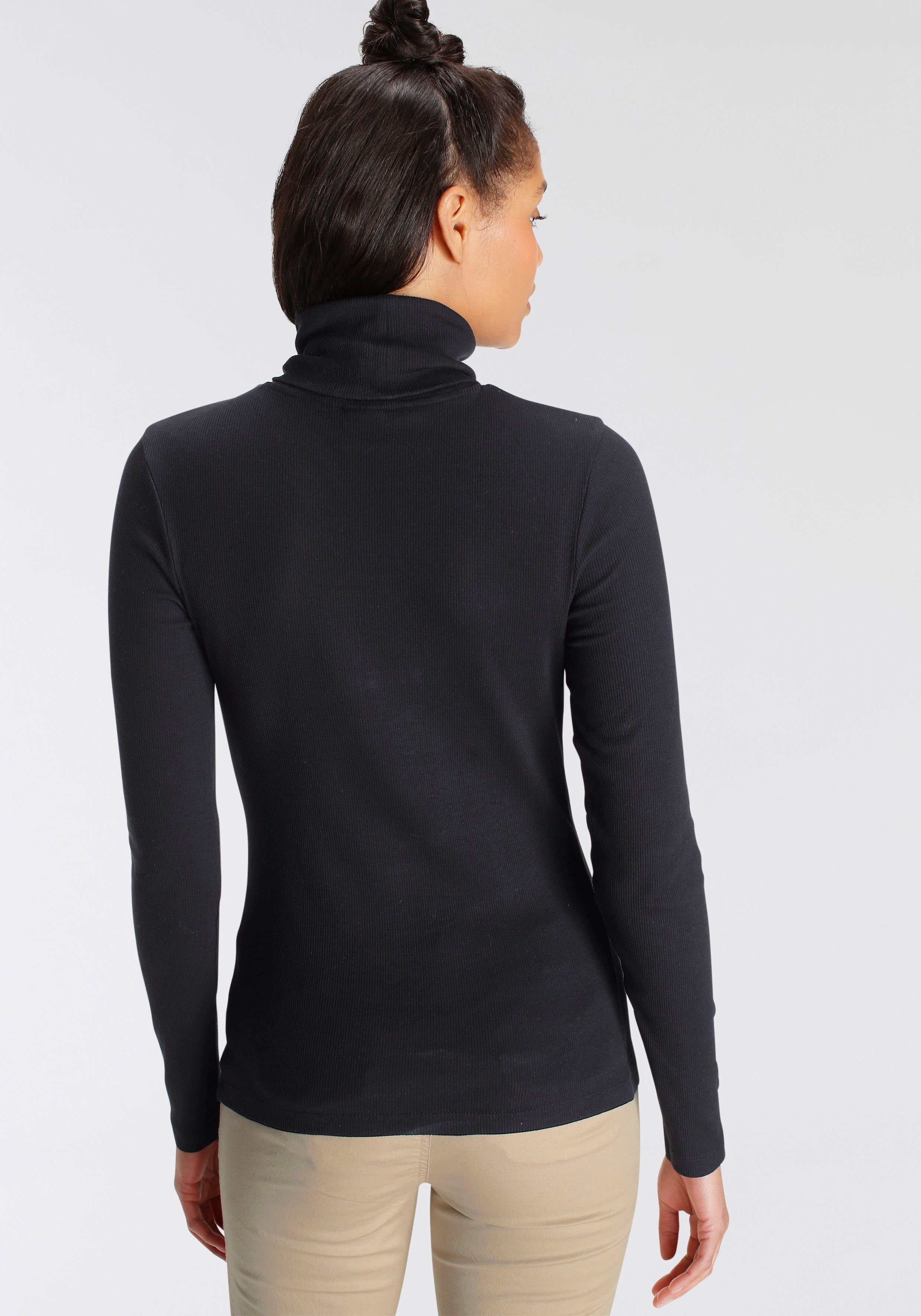AJC Shirt met lange mouwen zeer figuurvolgend, rolkragen, basic-stijl