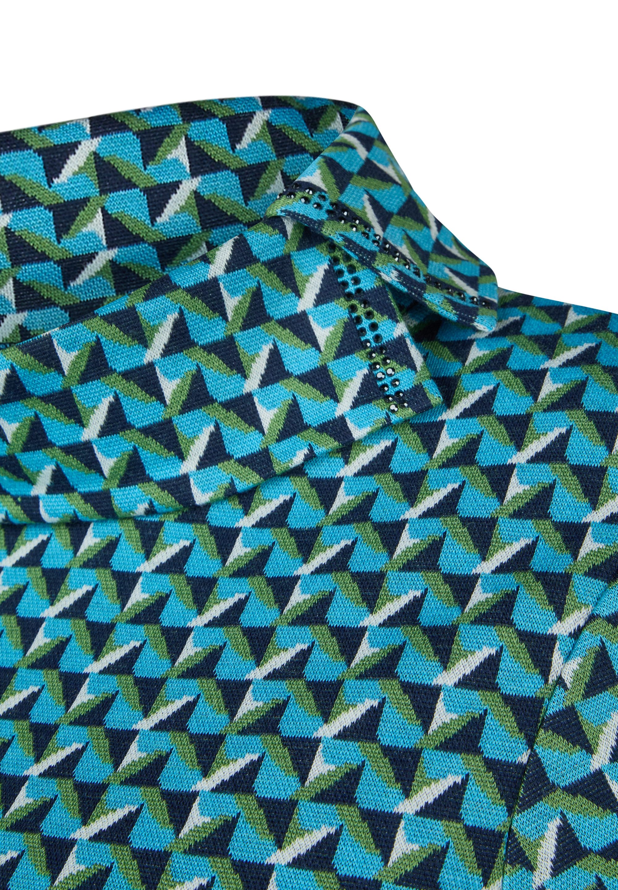 Rabe Shirt met 3/4 mouwen met split coltrui en minimal print