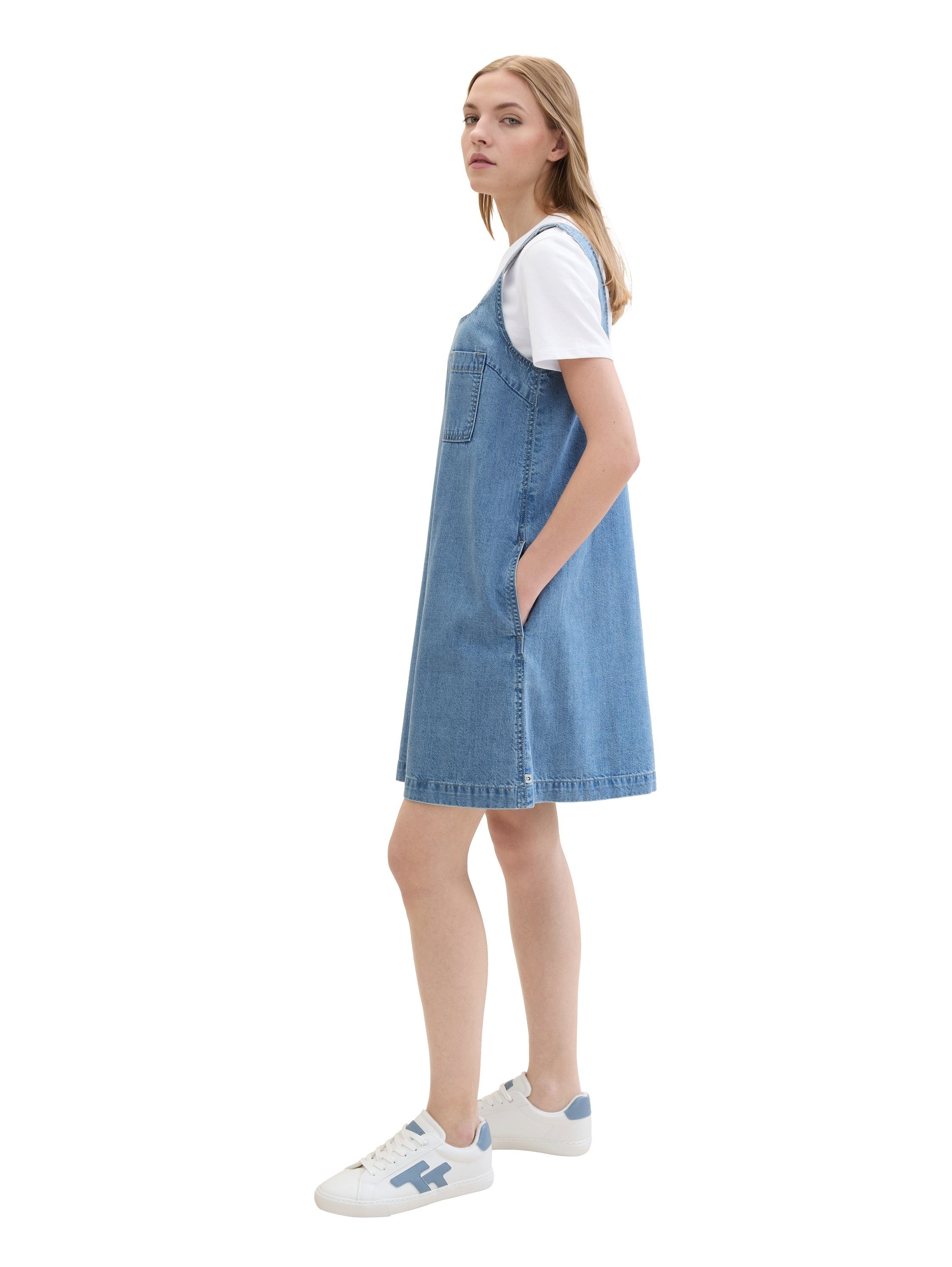 Tom Tailor Denim Midi-jurk met opgestikte borstzak