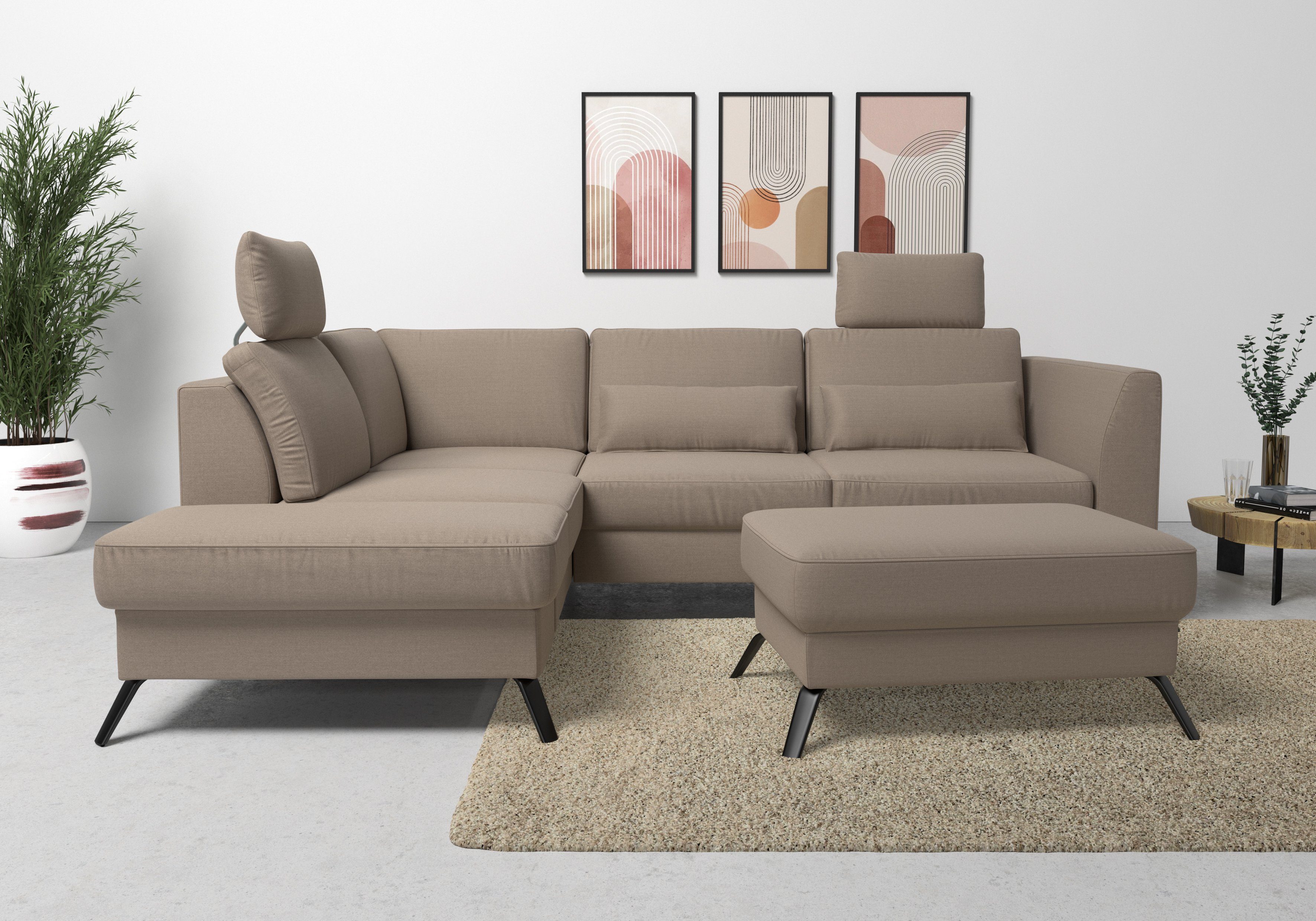 sit&more Hoekbank Olsen L-vorm inclusief zitdiepteverstelling, naar keuze met slaapfunctie, 15 cm hoog