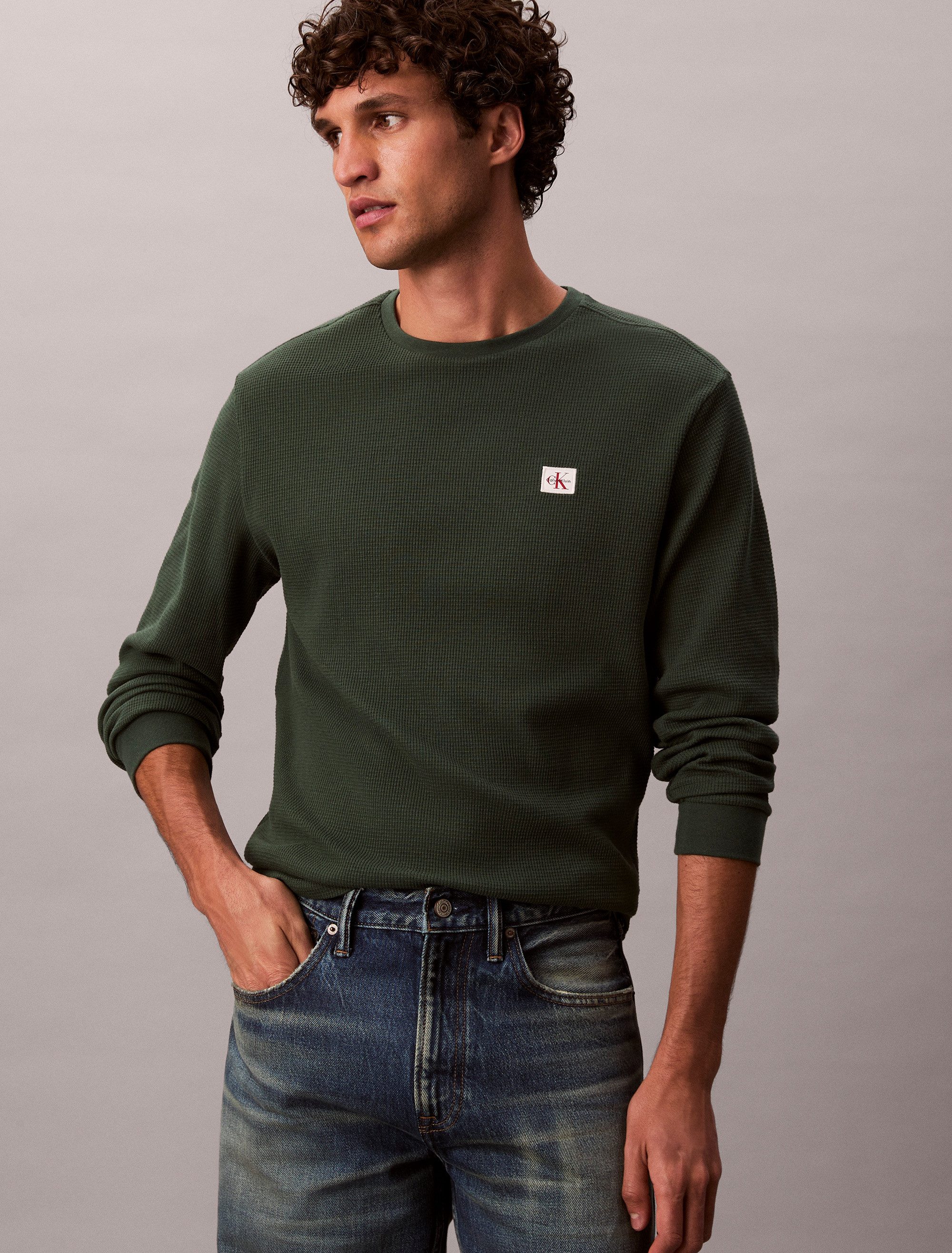 Calvin Klein Shirt met lange mouwen LS WAFFLE BADGE CREWNK TEE