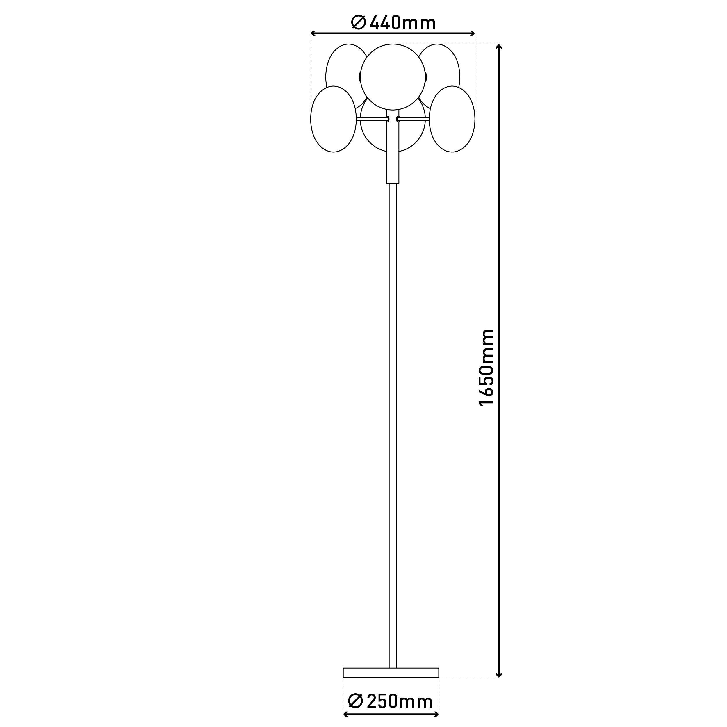 näve Staande lamp ORION 6-armig, g9, glazen kappen rook/chroom, toevoer 200cm met voetenschakelaar (1 stuk)
