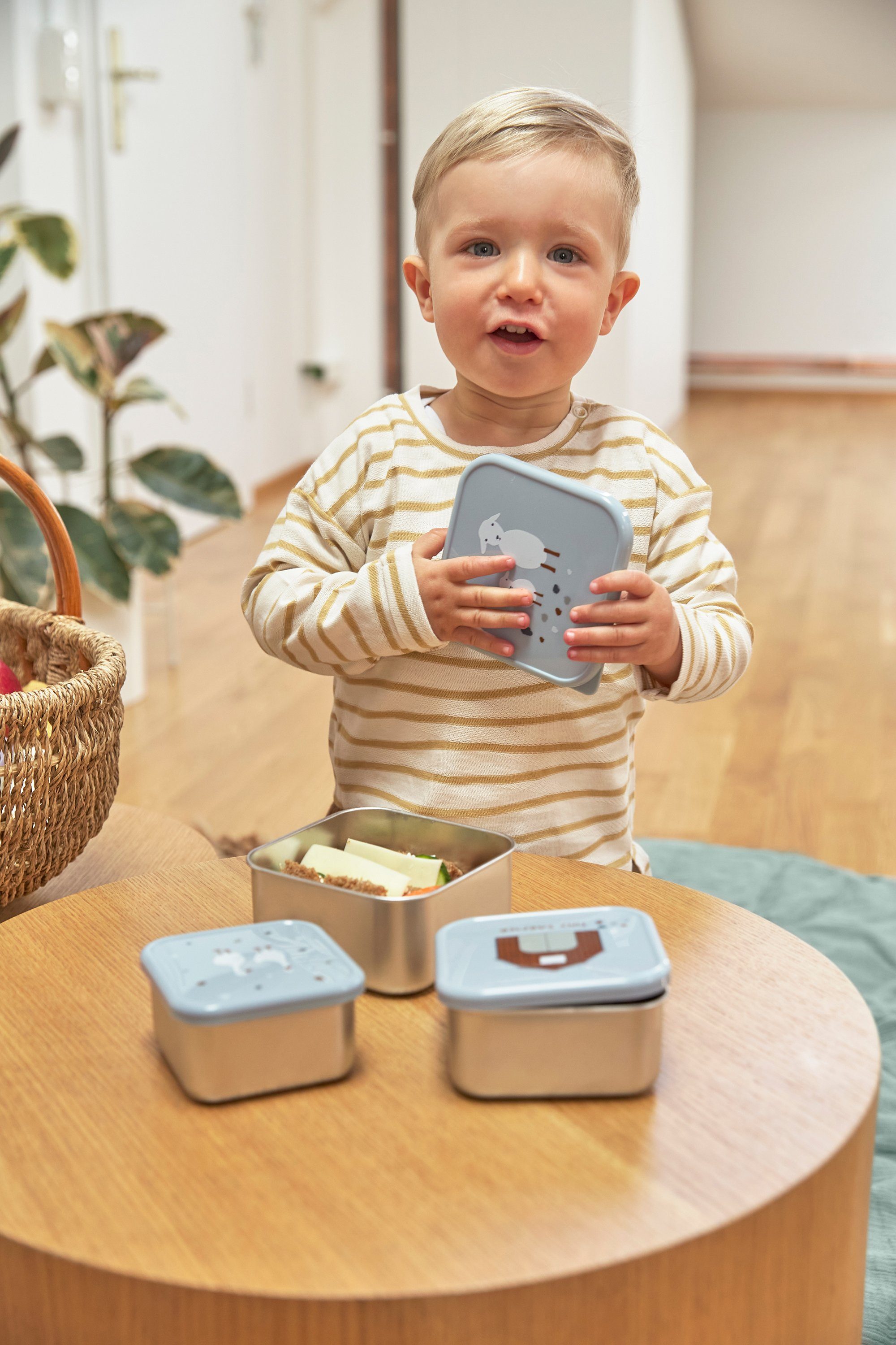 Lässig Lunchbox Tiny Farmer, Blue (3-delig)