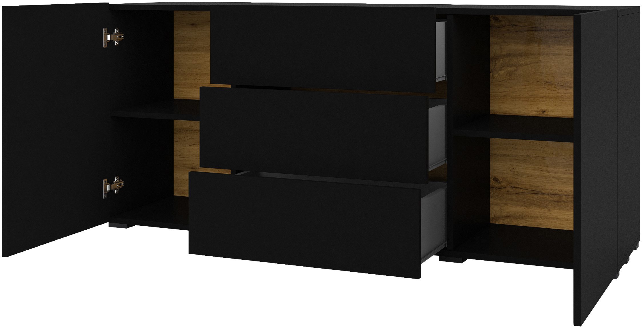 INOSIGN Dressoir Ava, breedte 140 cm, hangend en staand te monteren moderne grepless commode, ladekast, 2 deuren/3 lades