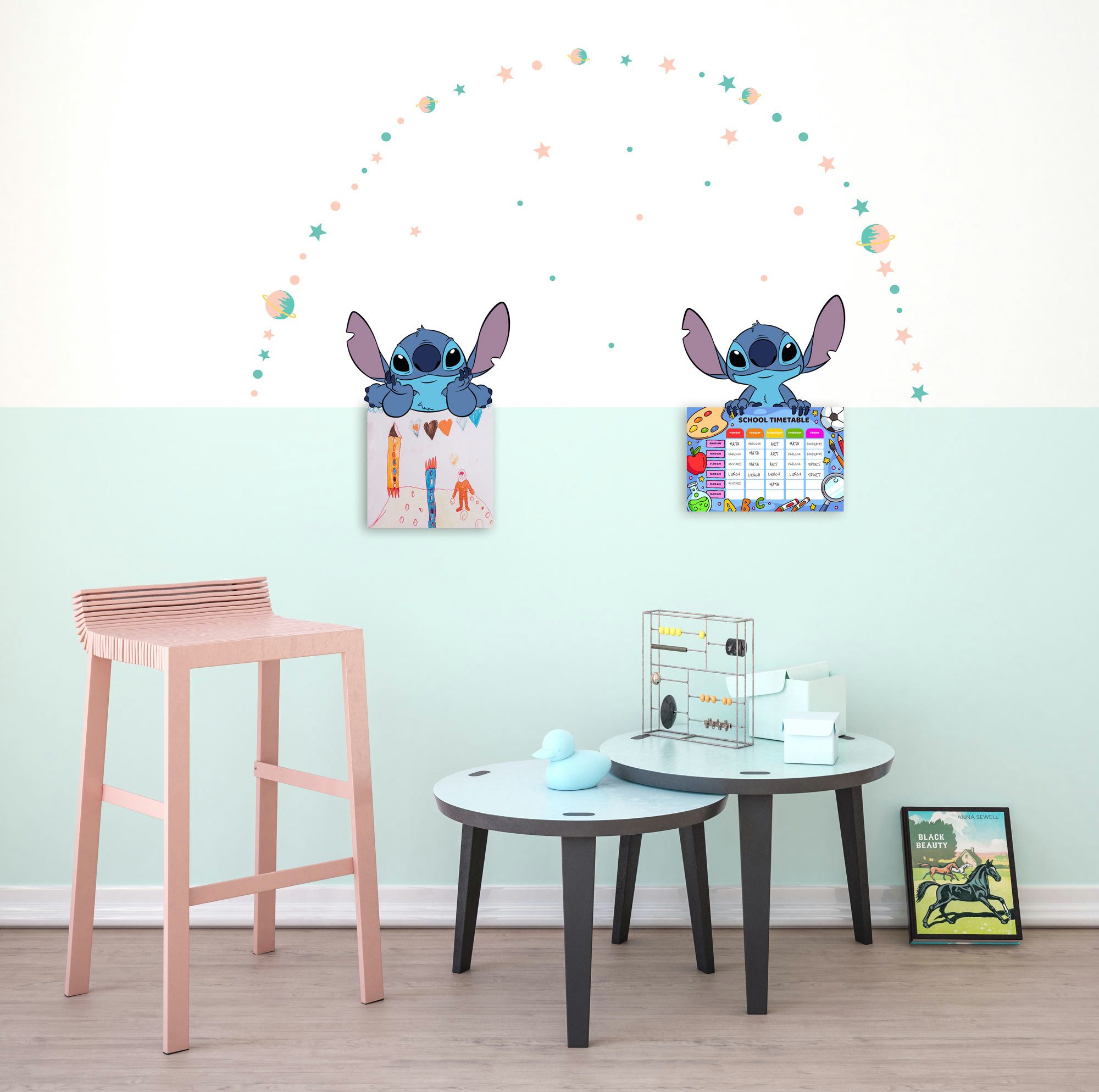Komar Wandfolie Stitch Dream - grootte 50 x 70 cm zelfklevend, wandstickers, kinderkamer (49-delig) wandstickers multicolor