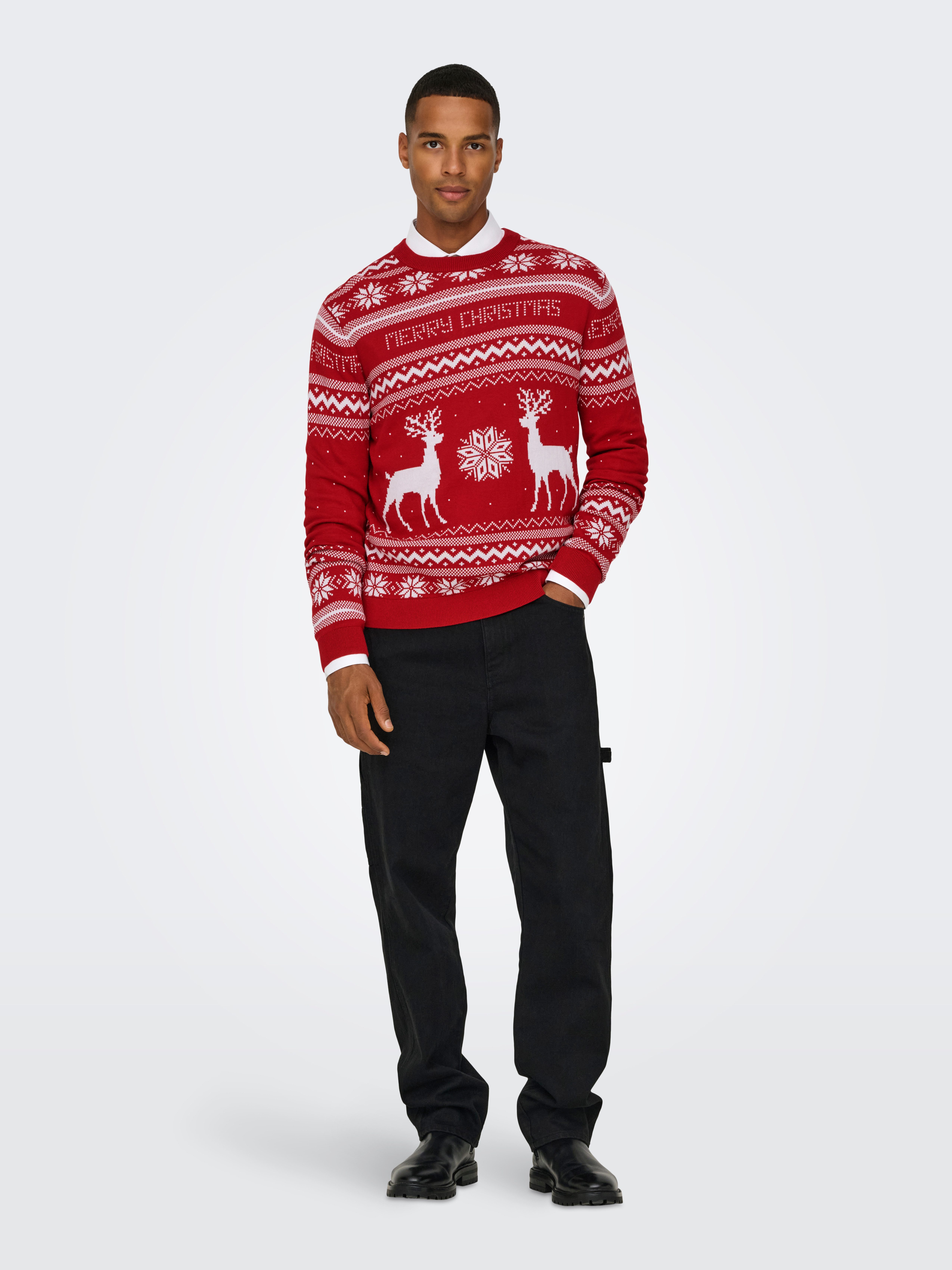 ONLY & SONS Trui met ronde hals ONSXMAS REG 5 JAQ CREW KNIT