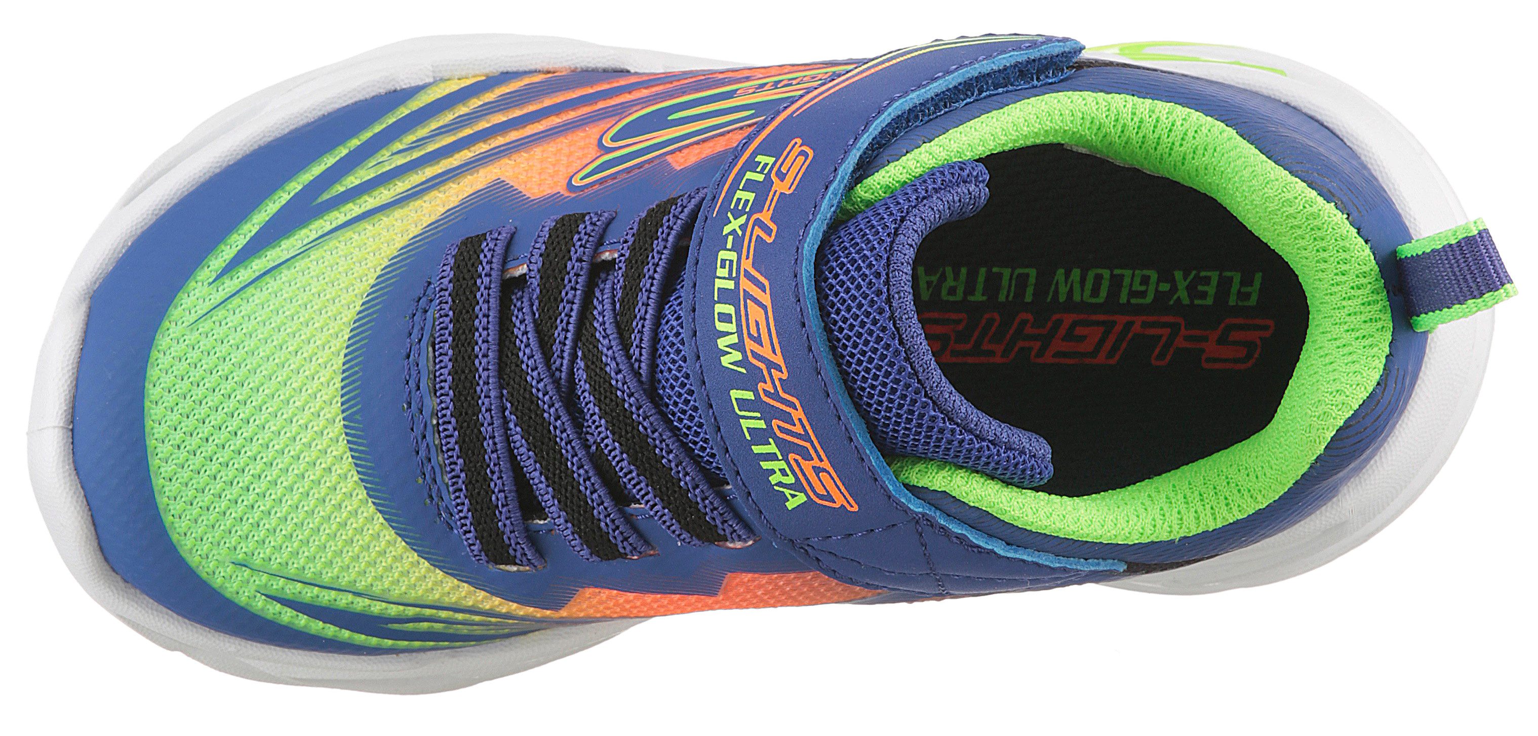 Skechers Babyschoentjes FLEX-GLOW ULTRA LIGHTS , blink-klittenbandschoen om in te glijden, neon, maat sjabloon om te downloaden