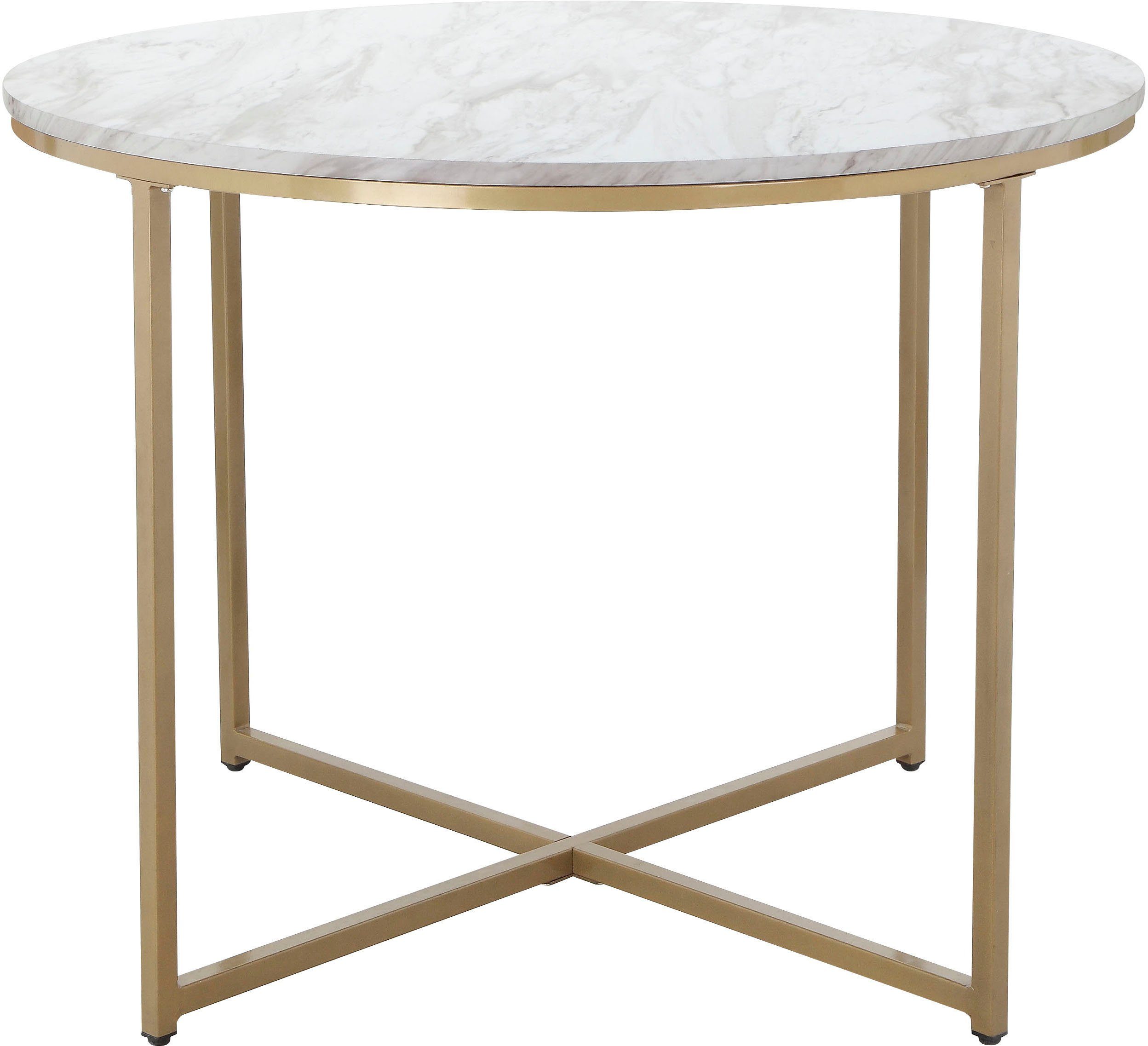 Leonique Eettafel Gondat met tafelblad in marmer-look, onderstel van metaal goudkleurig, hoogte 76 cm (1 stuk)