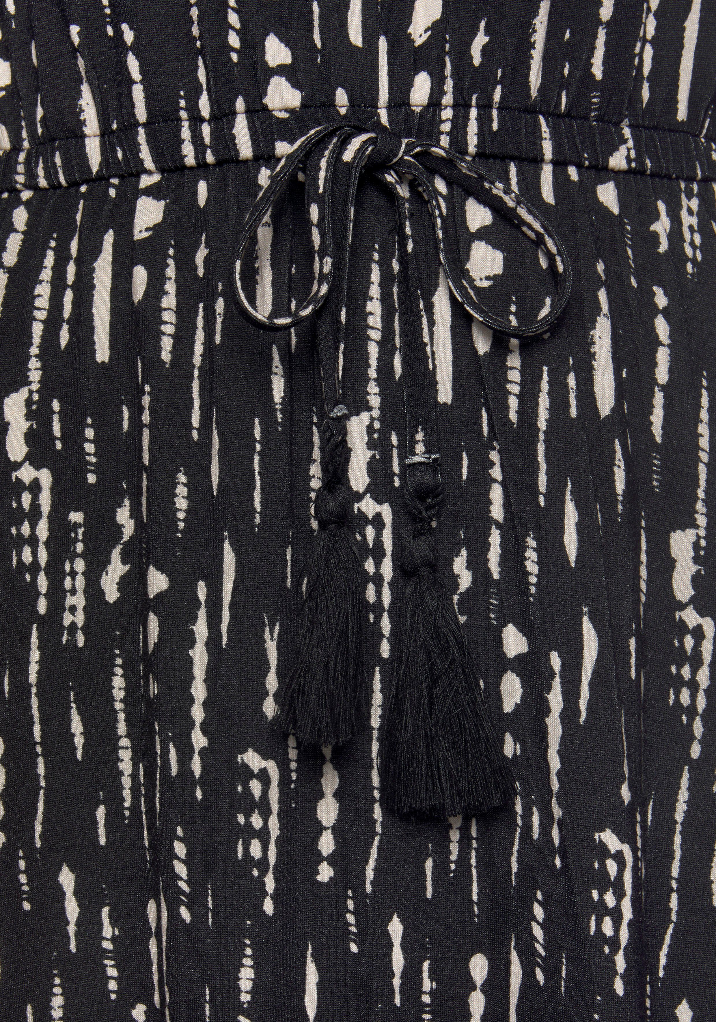 s.Oliver RED LABEL Beachwear Gedessineerde jurk met sierband op de rug, korte zomerjurk met all-over print, strandjurk