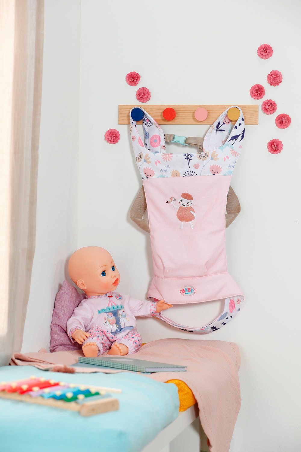Baby Born Buikdrager voor poppen Baby Draagzitje Bloemen