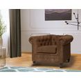 home affaire chesterfield-fauteuil aarburg luxueuze capitonnage en siernagels in chesterfield-design bruin
