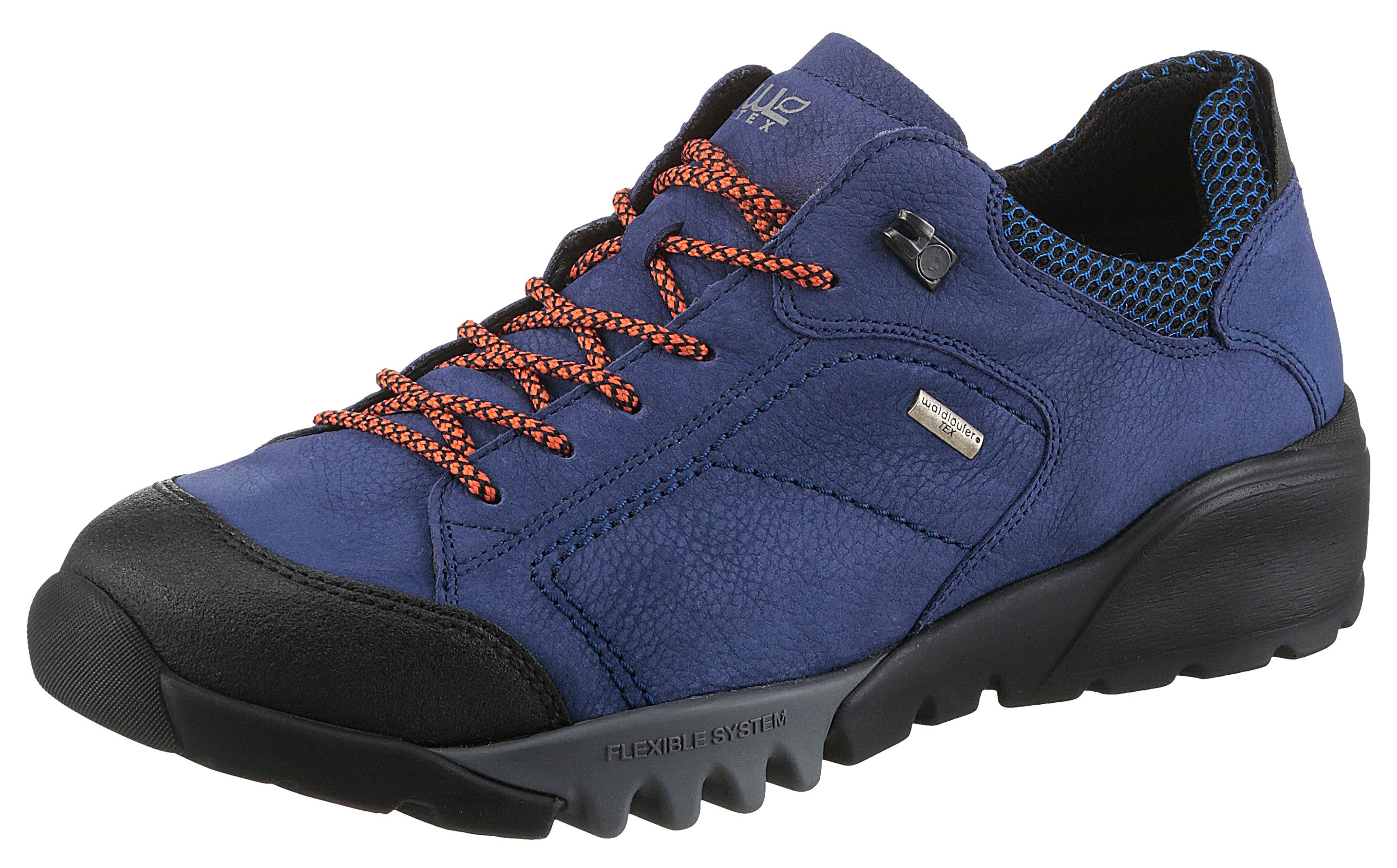 Waldläufer Veterschoenen H-FRITZ , vrijetijdsschoen, outdoorschoen, sneaker in tex-uitvoering, h-breedte heren veterschoenen maat 10 (44,5) blauw