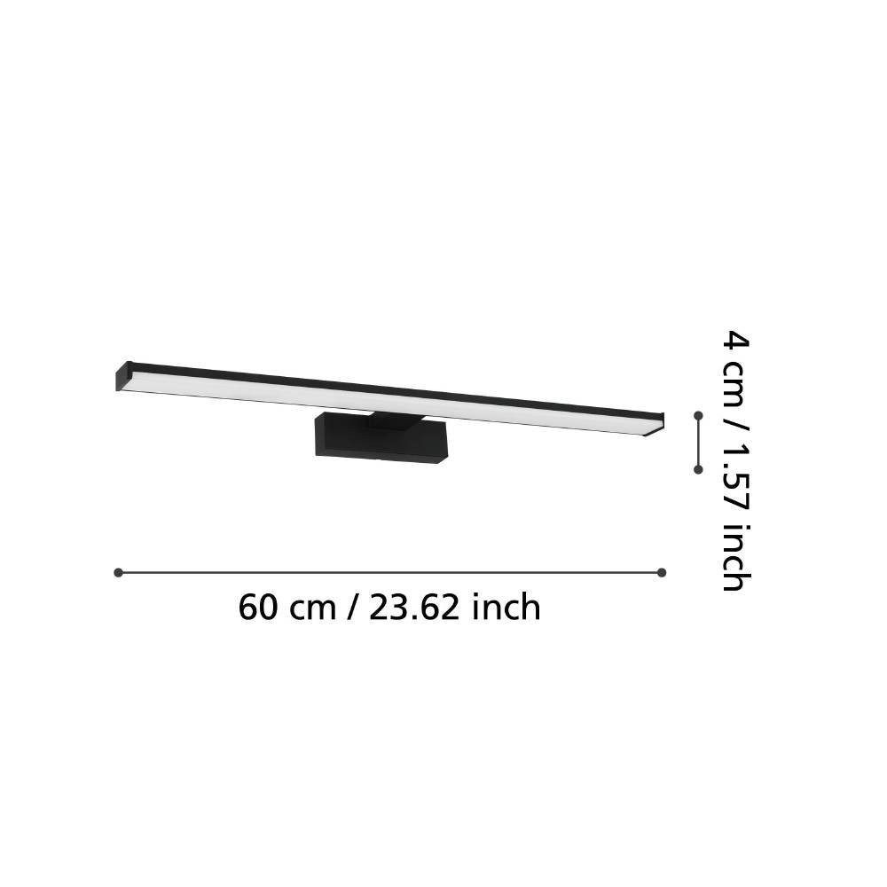EGLO Spiegellamp PANDELLA 1 Wandlamp, LED spiegel lamp, lamp in zwart, wit, IP44, L 60 cm (1 stuk)