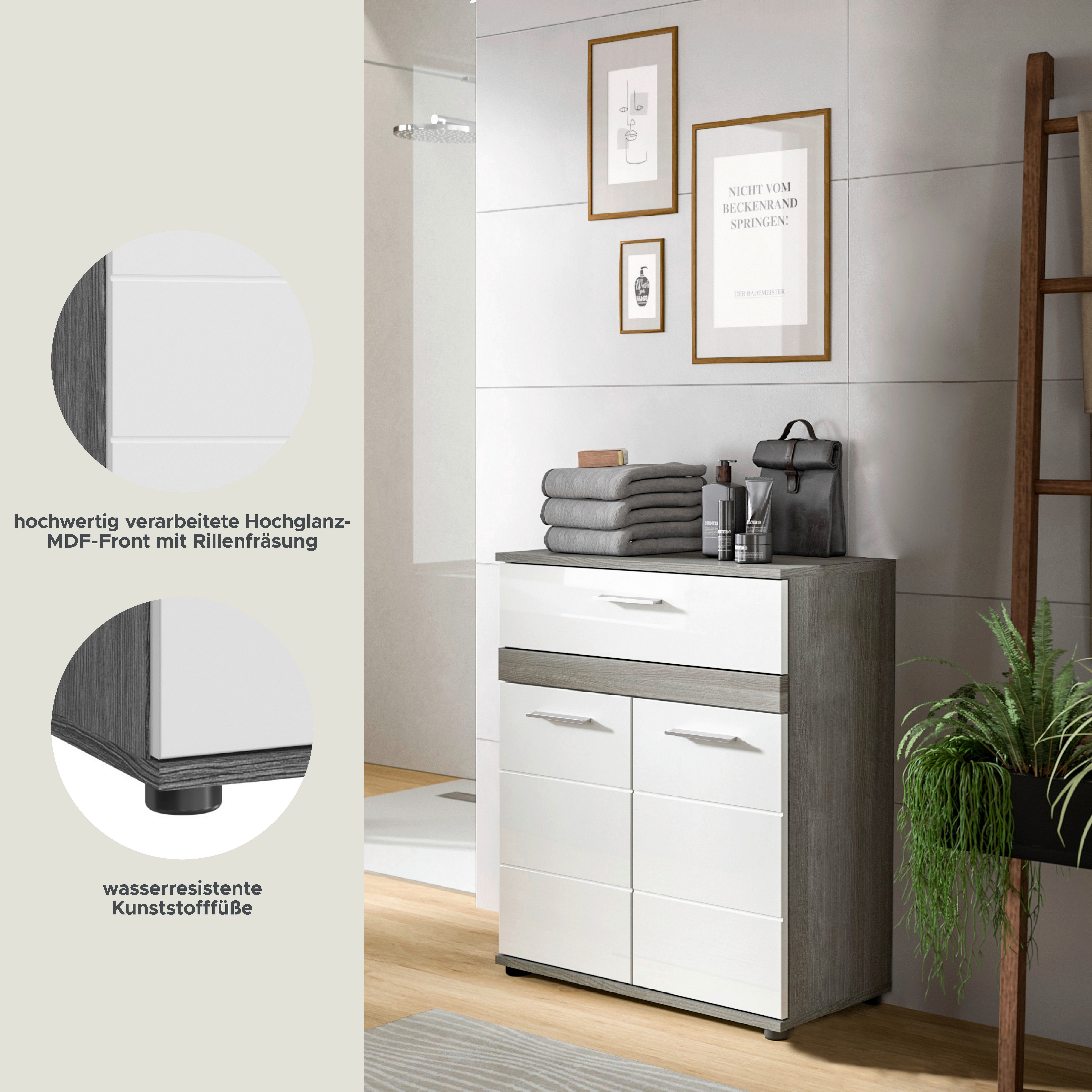 welltime Halfhoge kast LUCCA, TOPSELLER!, Hoogte 79 cm, 2 deuren, 1 lade, 1 legplank