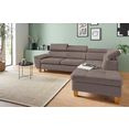 exxpo - sofa fashion hoekbank met verstelbare hoofdsteun, naar keuze met slaapfunctie en bedkist bruin