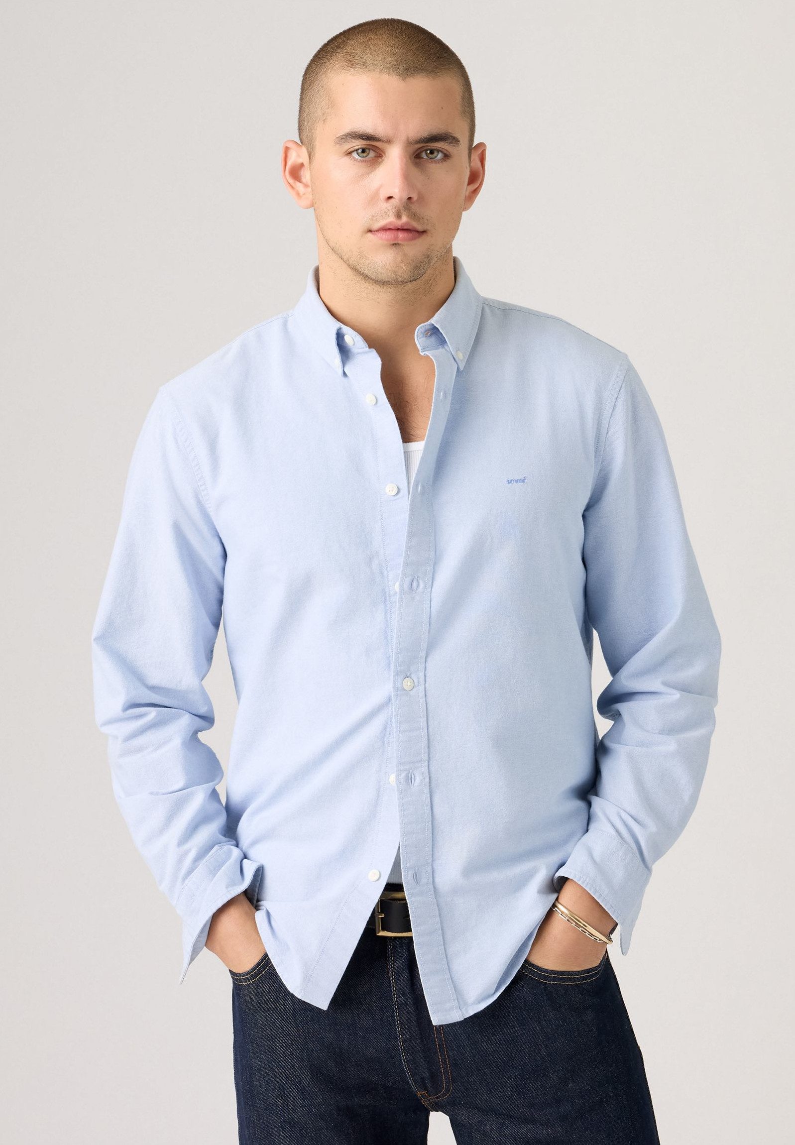 Levi's® Overhemd met lange mouwen AUTHENTIC BUTTON DOWN met ton-in-ton logo-borduursel op de borst