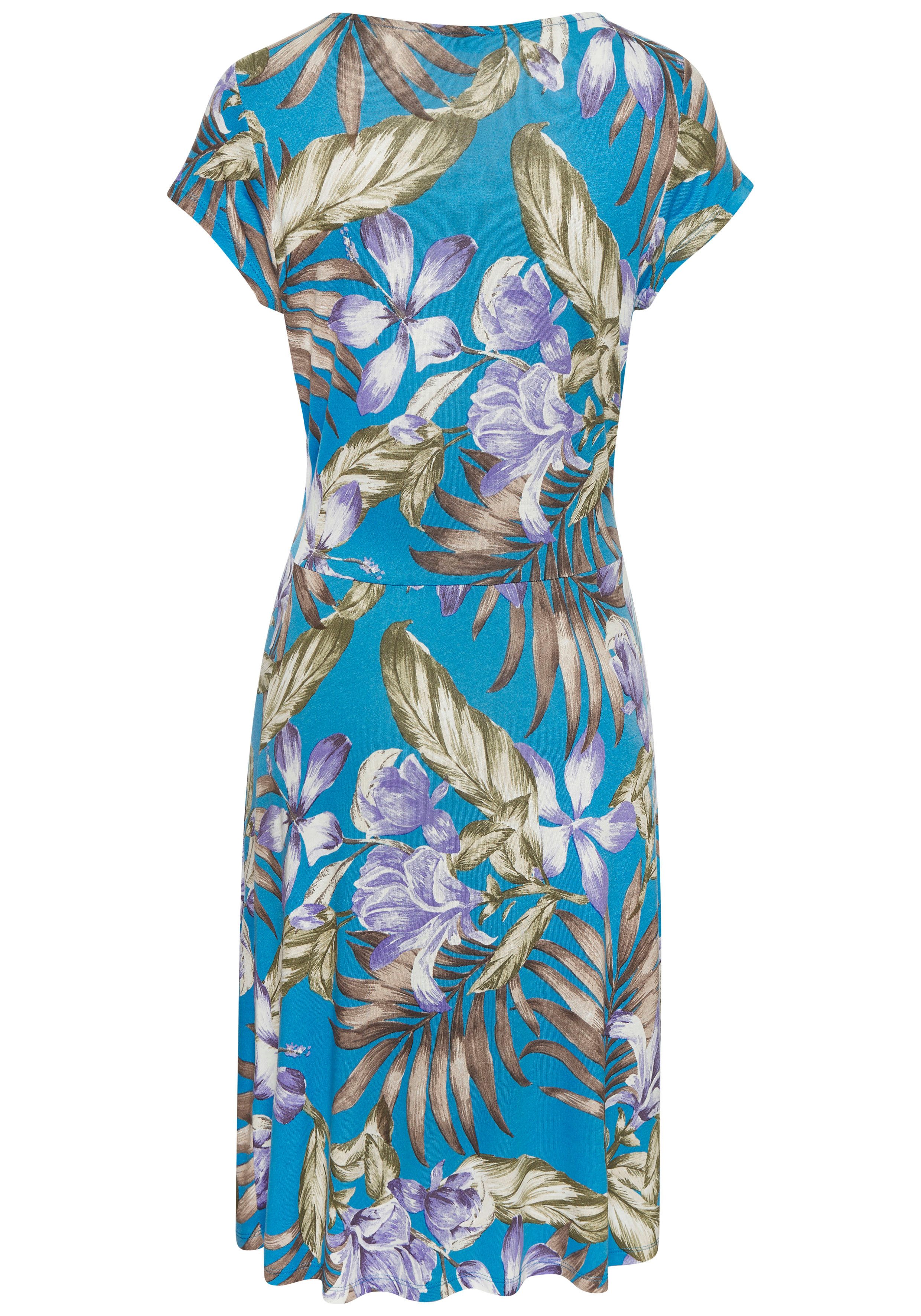 Lascana Mini-jurk met v-hals in alloverprint