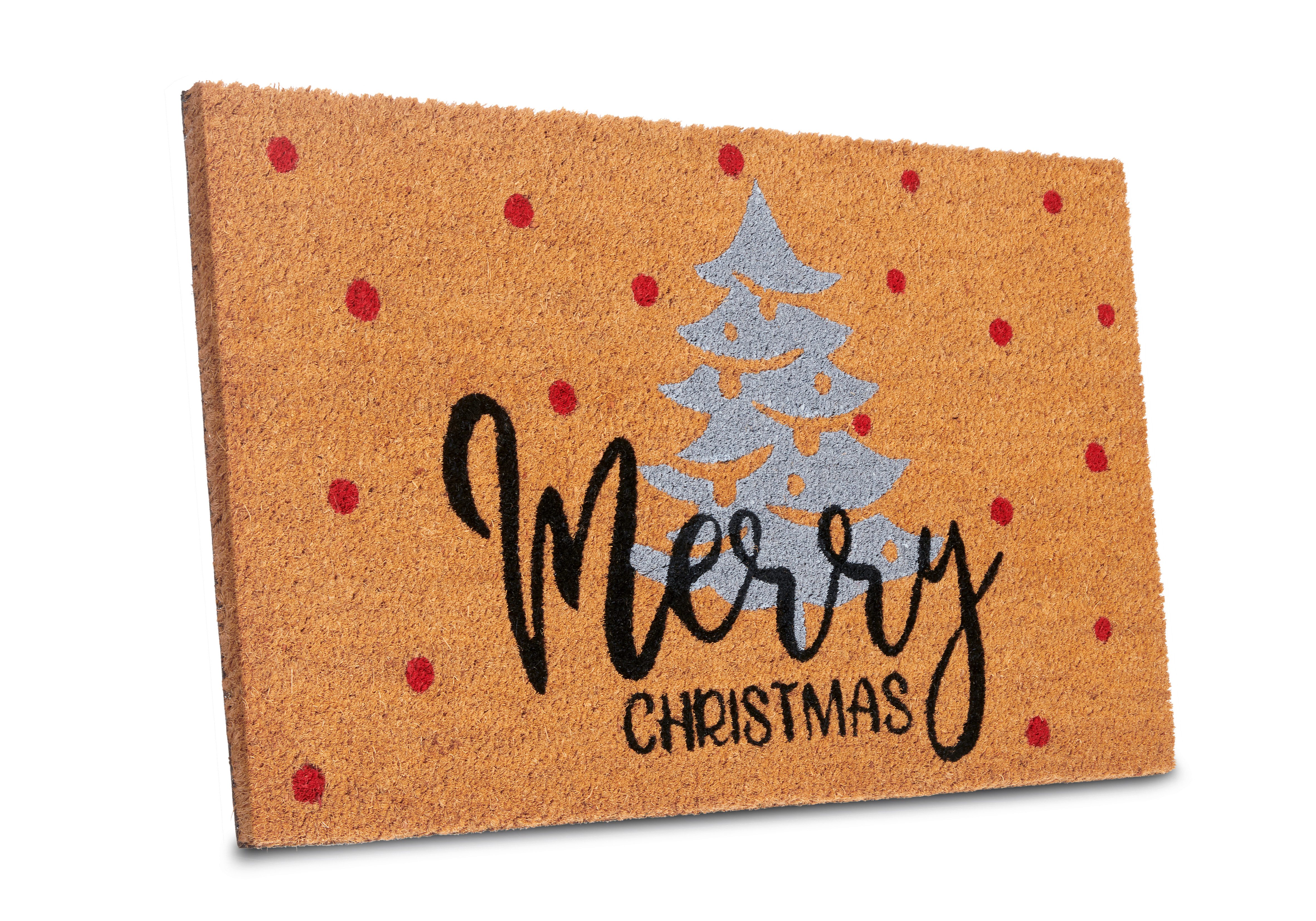 HANSE Home Mat Kokos Silver Christmas Gifts, deurmat Vuilafstotende mat, antislip, buiten, kerst, kokosmat, gang