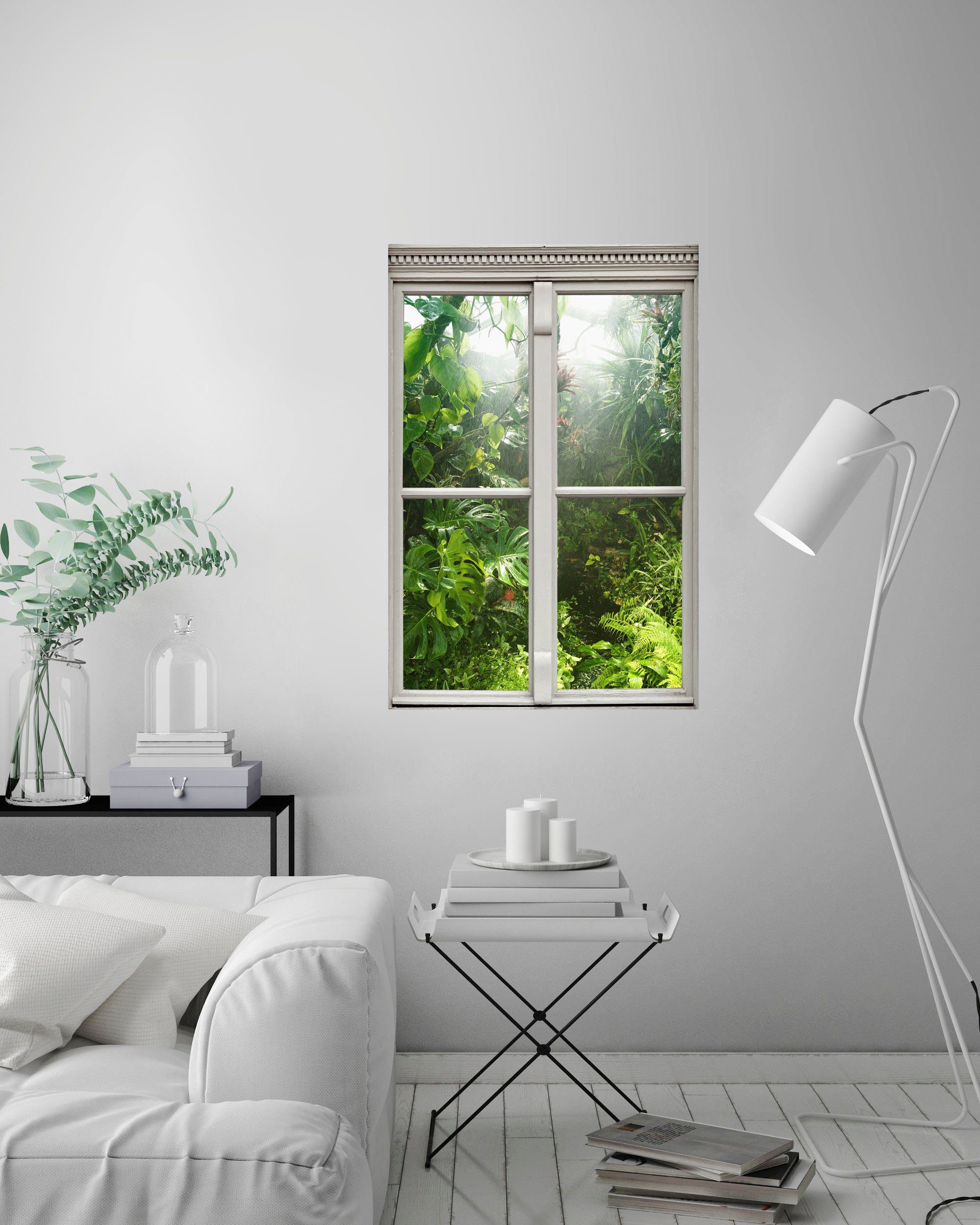 queence Wandfolie Regenwoud Muursticker, muurdecoratie, zelfklevend, 3D, raam