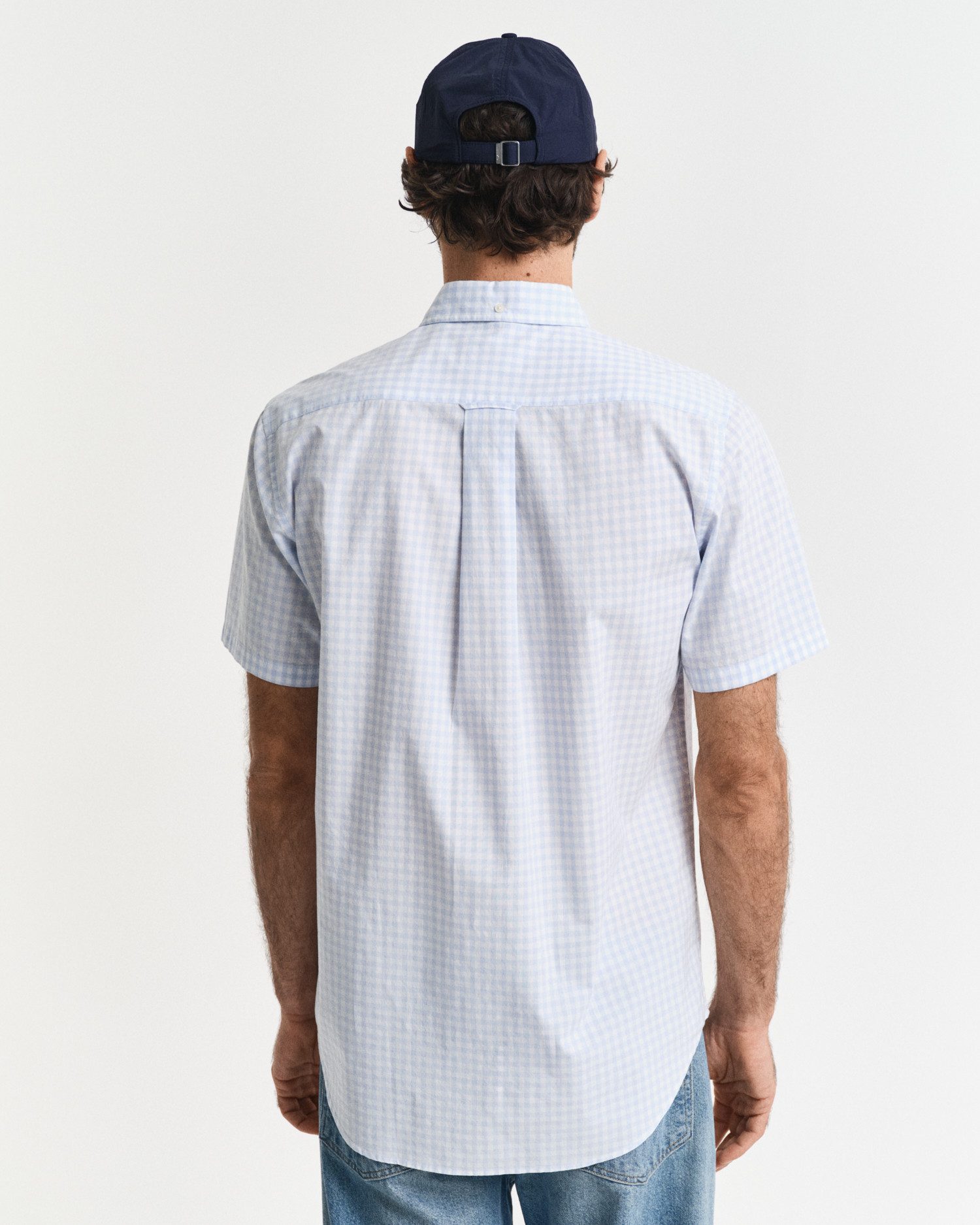 Gant Overhemd met korte mouwen Regular Fit Gingham Poplin Overhemd slijtvast easy care geruit