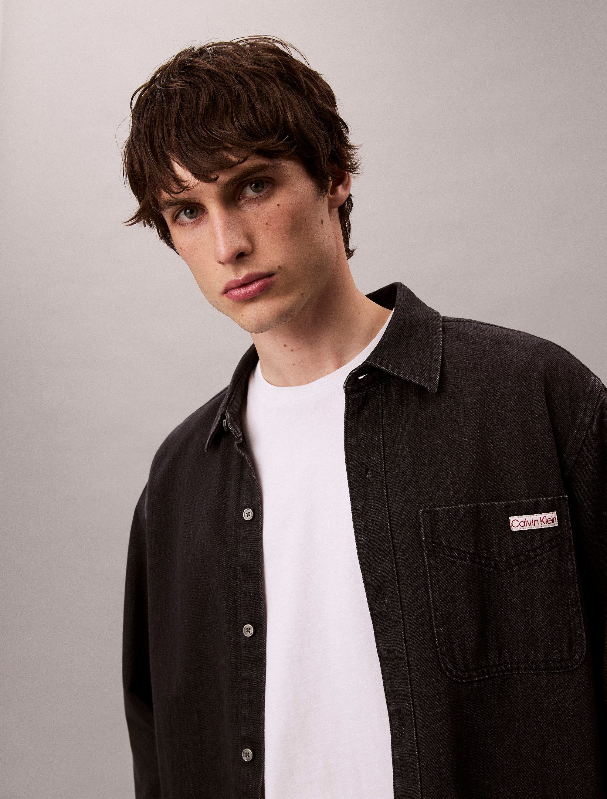 Calvin Klein Overhemd met lange mouwen CLASSIC 205 BLACK OVERSHIRT