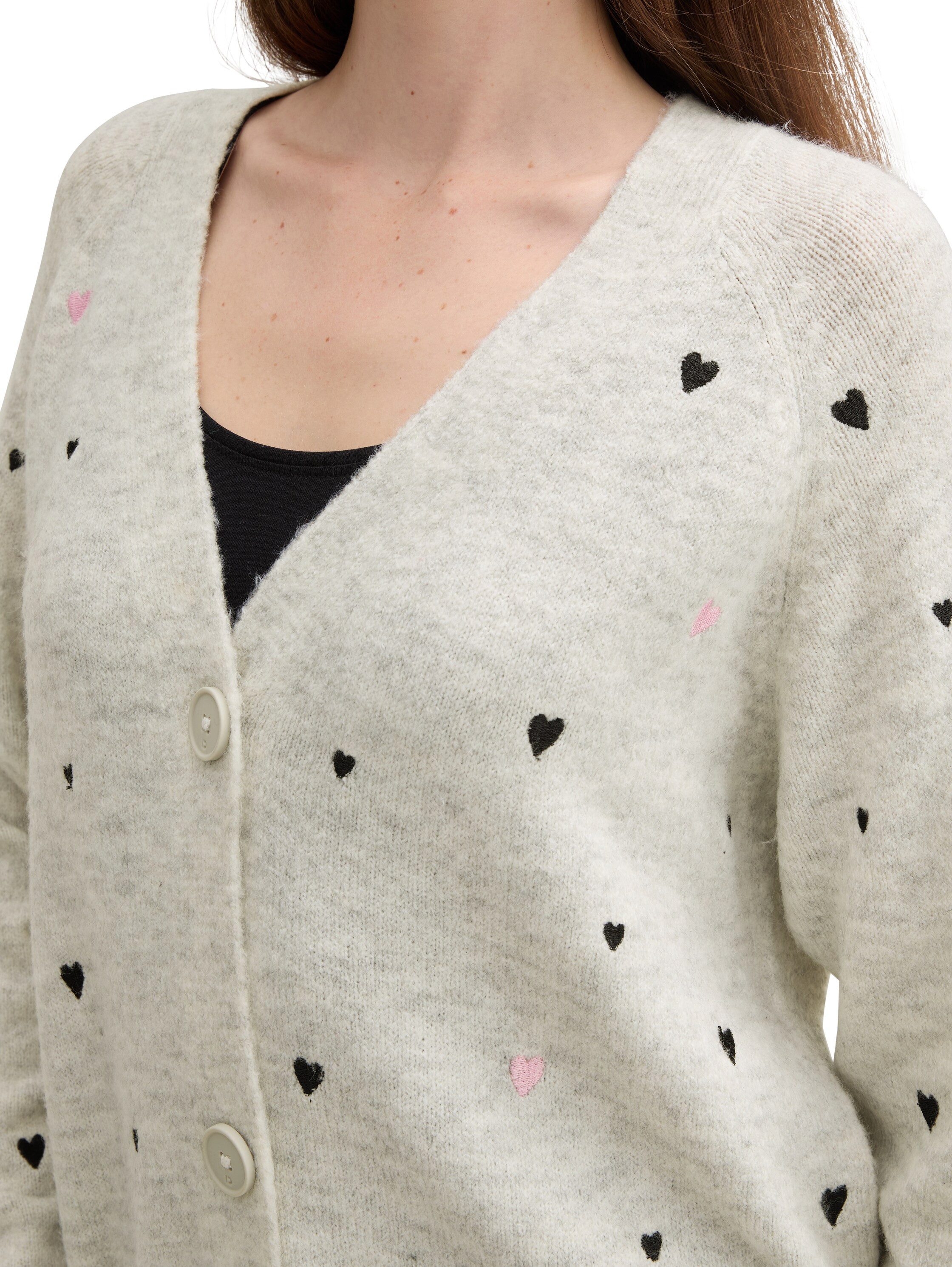 Tom Tailor Denim Vest met knoopsluiting en hartprints