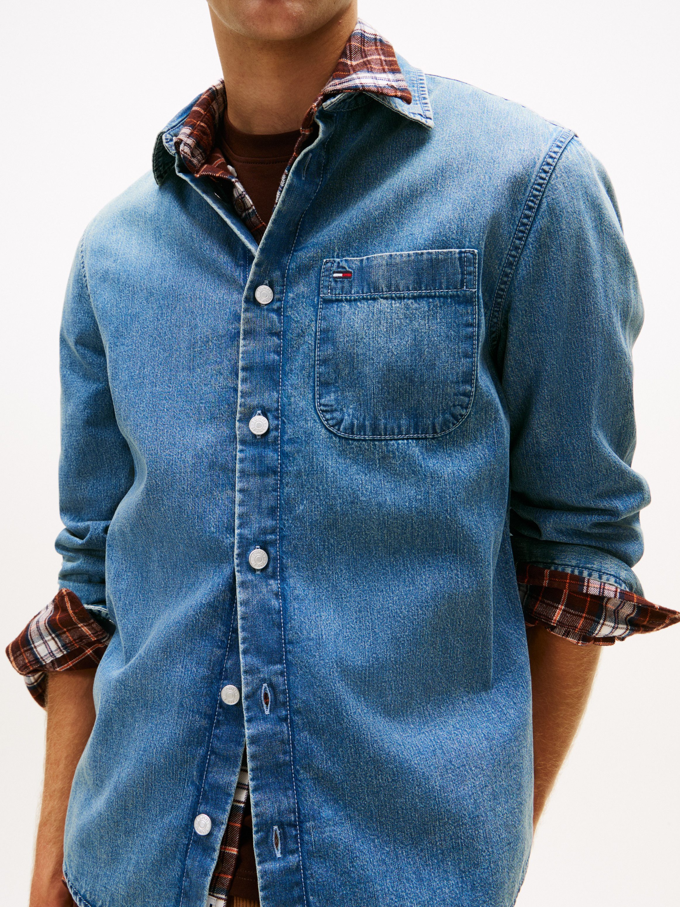 TOMMY Jeans overhemd REGULAR DENIM SHIRT Regular fit met ronde hals