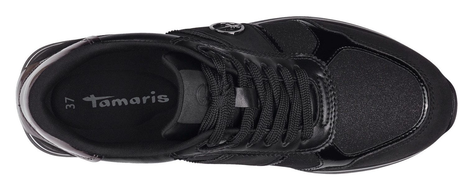 Tamaris Plateausneakers , plateau, vrijetijdsschoen, lage schoen, veterschoen in materiaalmix