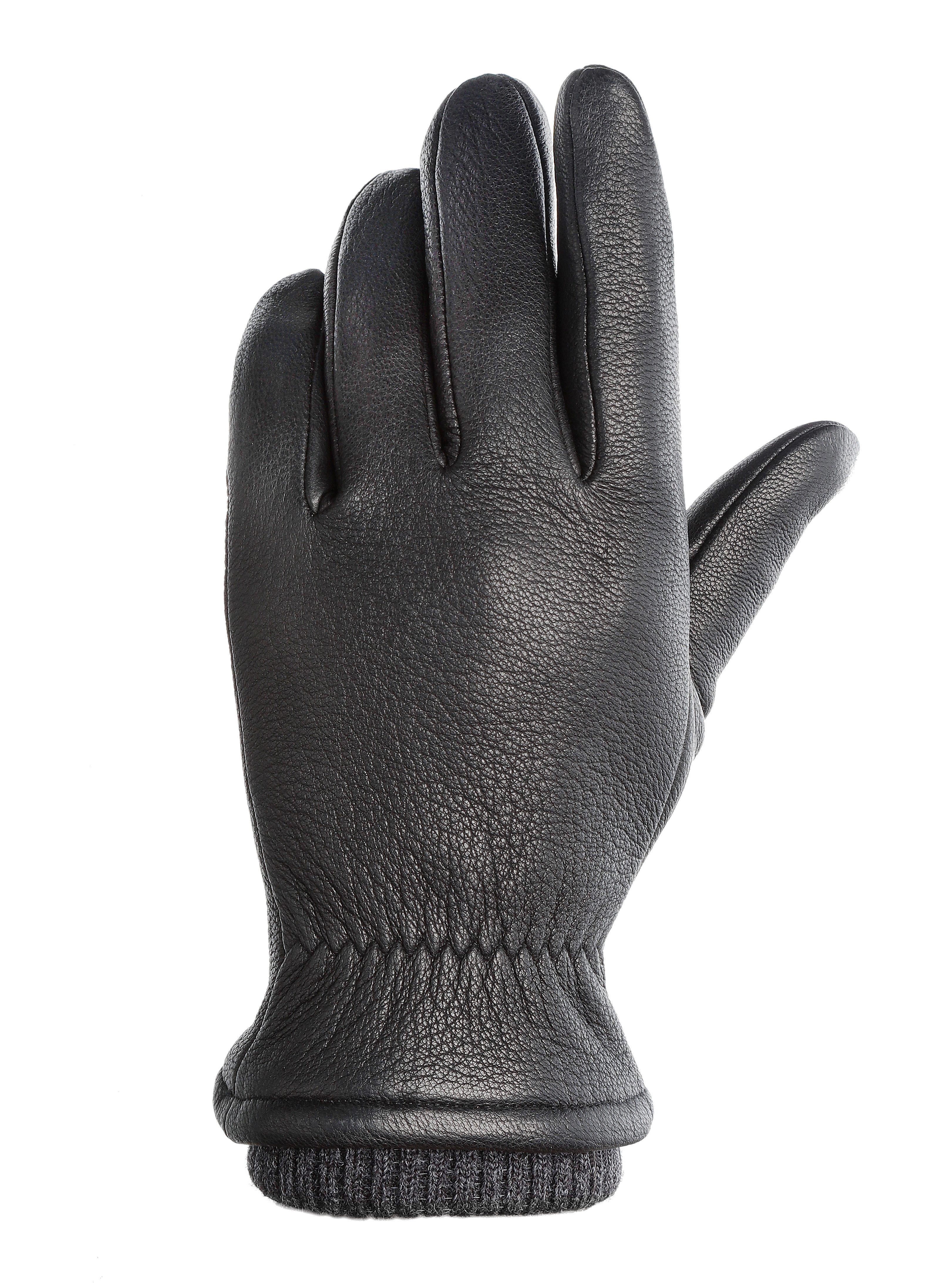 PEARLWOOD Leren handschoenen SOHO Gebreide manchetten, temperatuurregulerend, gevoerd (1 paar)
