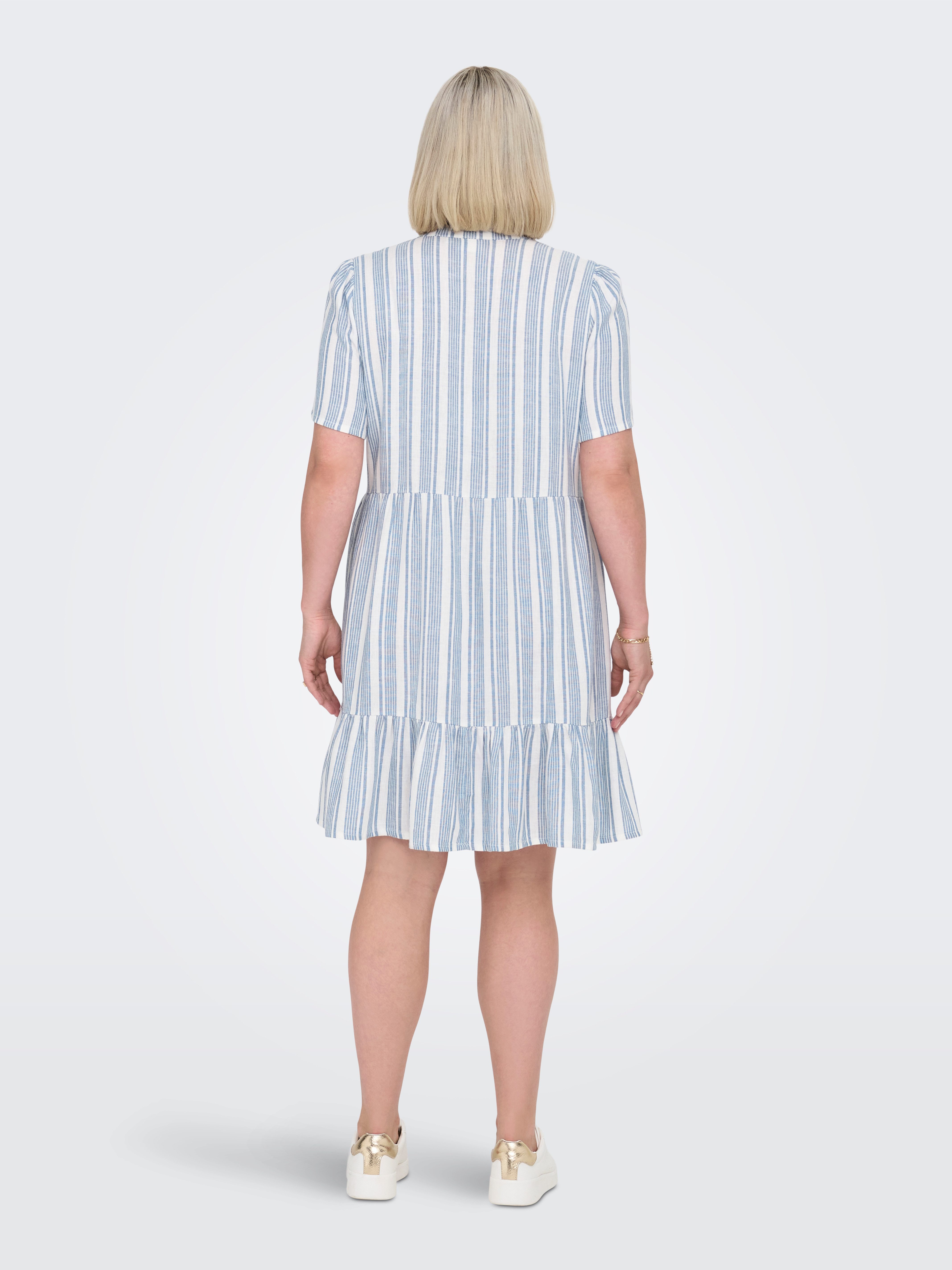 ONLY CARMAKOMA Mini-jurk CARTIRI-CARO S/S V-NECK LIN DRESS TLR