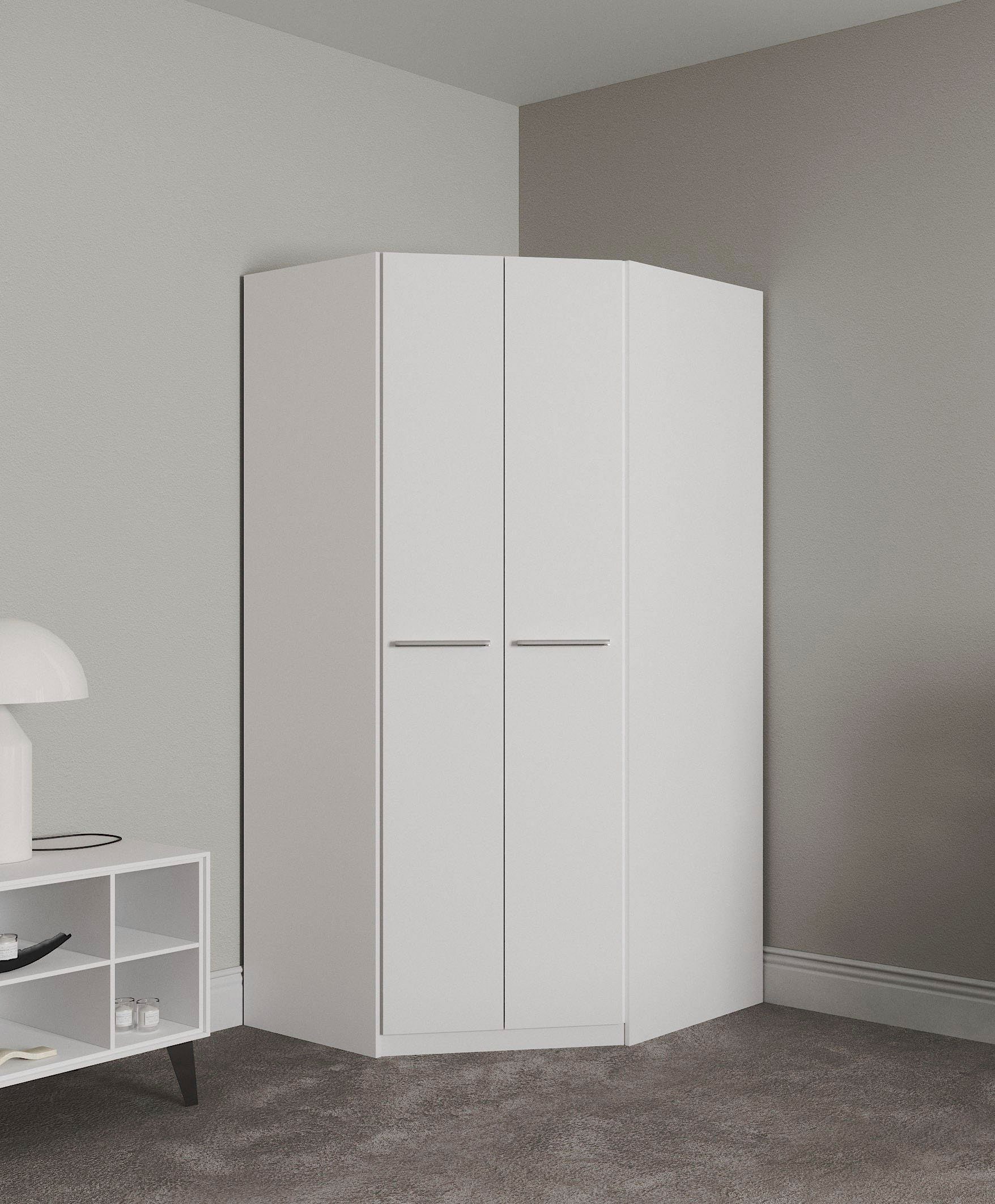 priess Hoekkledingkast Barcelona kledingkast hoekoplossing ruimtewonder hoekkasten maat 95 cm x 193 cm x 95 cm wit