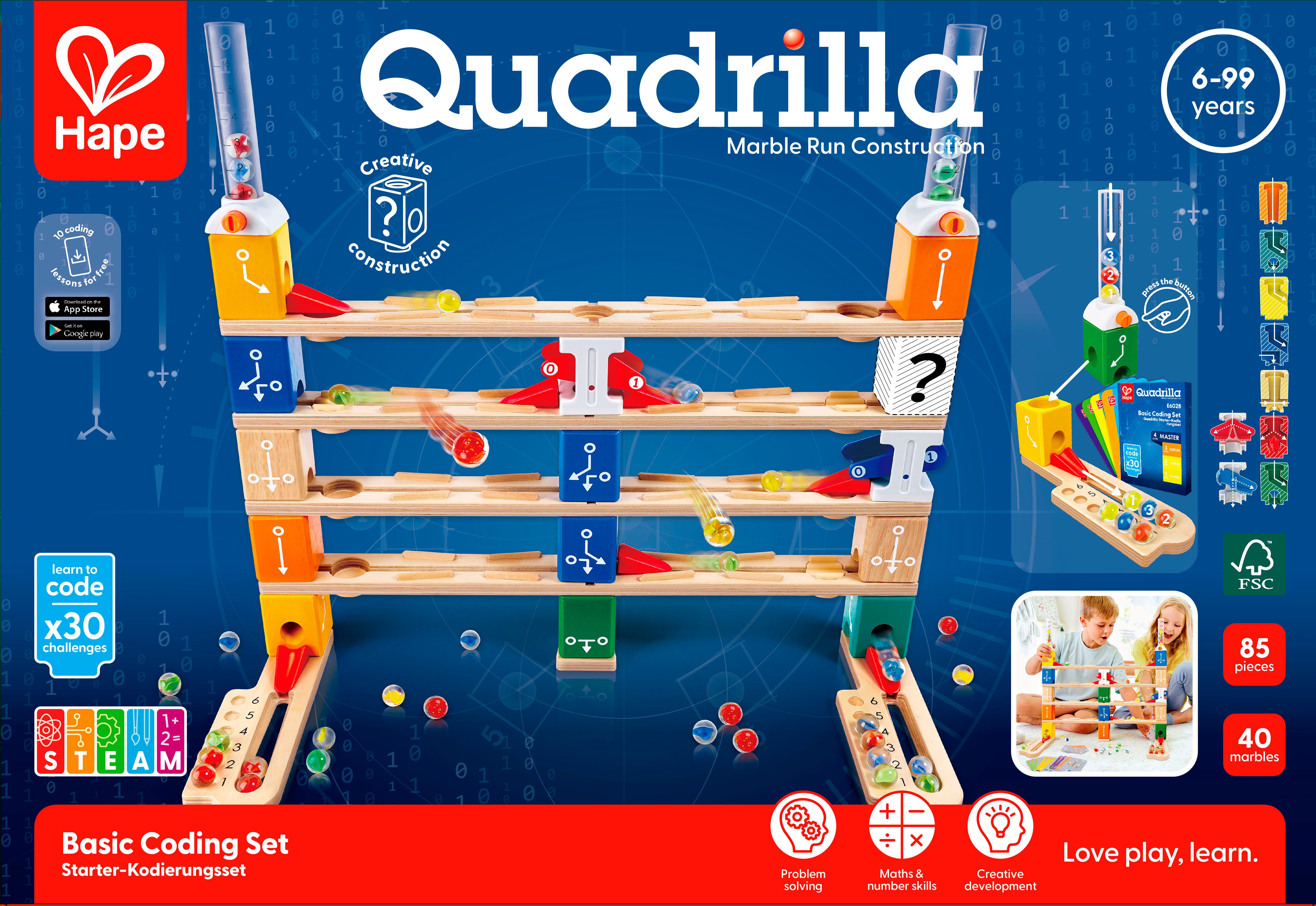 Hape Knikkerbaan Quadrilla starter coderingsset (85-delig)