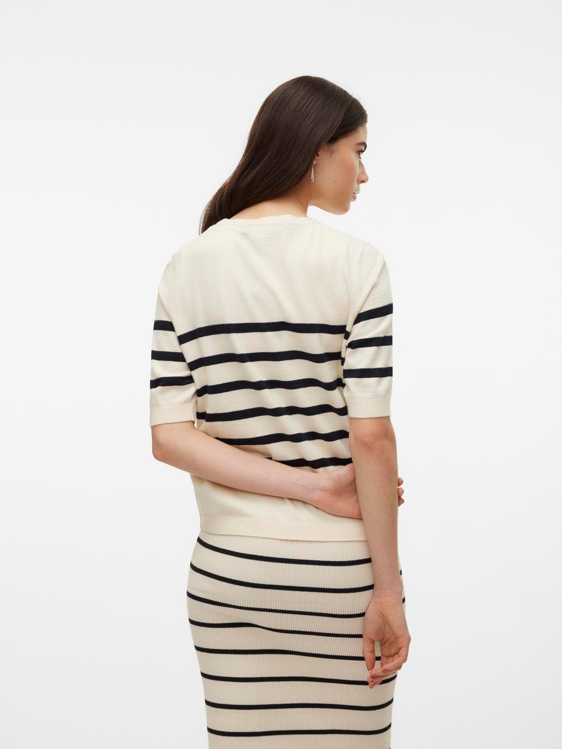 Vero Moda Trui met korte mouwen Lichtgewicht fijn gebreide trui VMSABA PLAIN SS O-NECK PULLOVER GA NOOS (Damestrui, ronde hals, korte mouw, zomertrui)