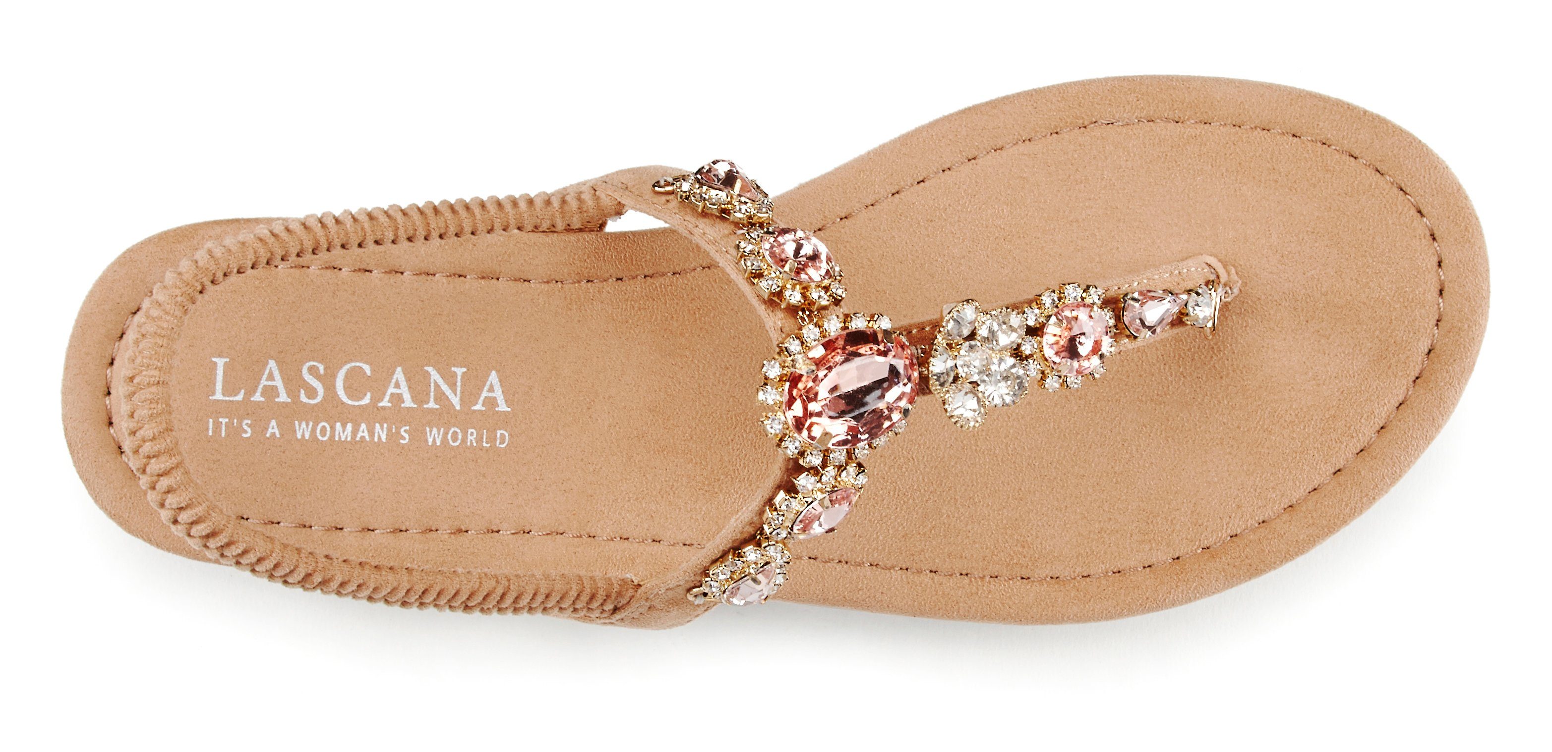 Lascana Teenslippers Sandaal, pantoletten met sierstenen VEGAN
