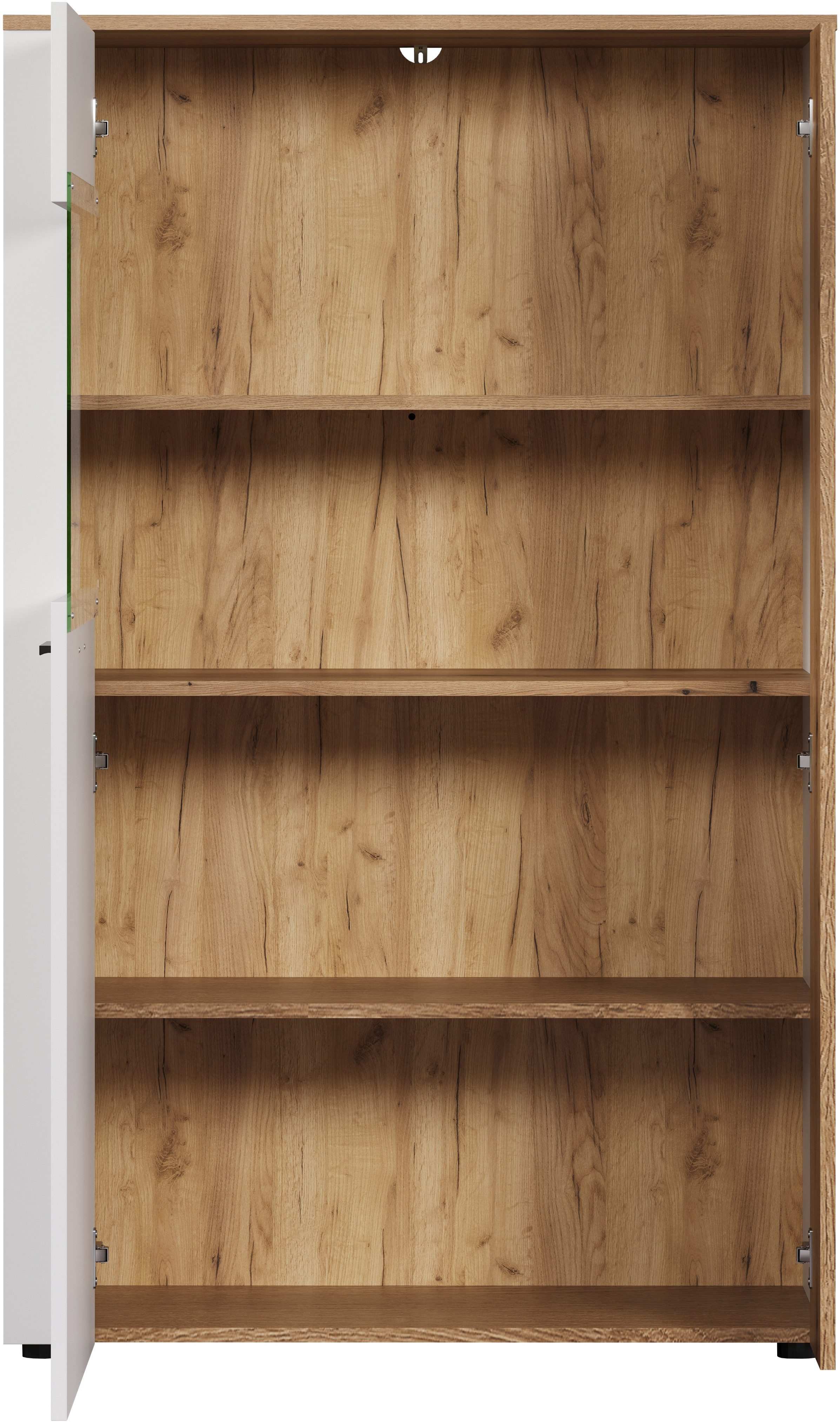 INOSIGN Staande vitrinekast Linz Opbergvitrine met elegante eindhouttoepassingen - 90/42/146 cm (1 stuk)