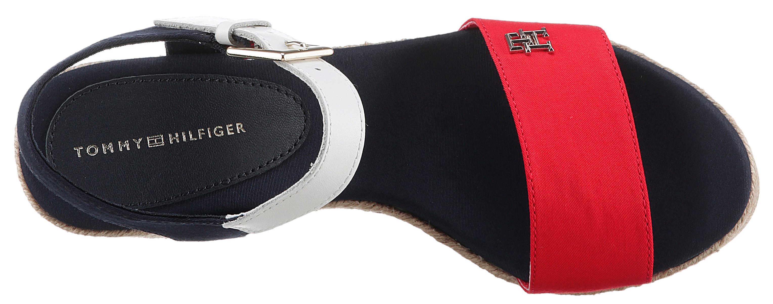 Tommy Hilfiger Sleehaksandaaltjes STRIPES WEDGE SANDAL zomerschoen, sandaal, sleehak, met verstelbare bandjes