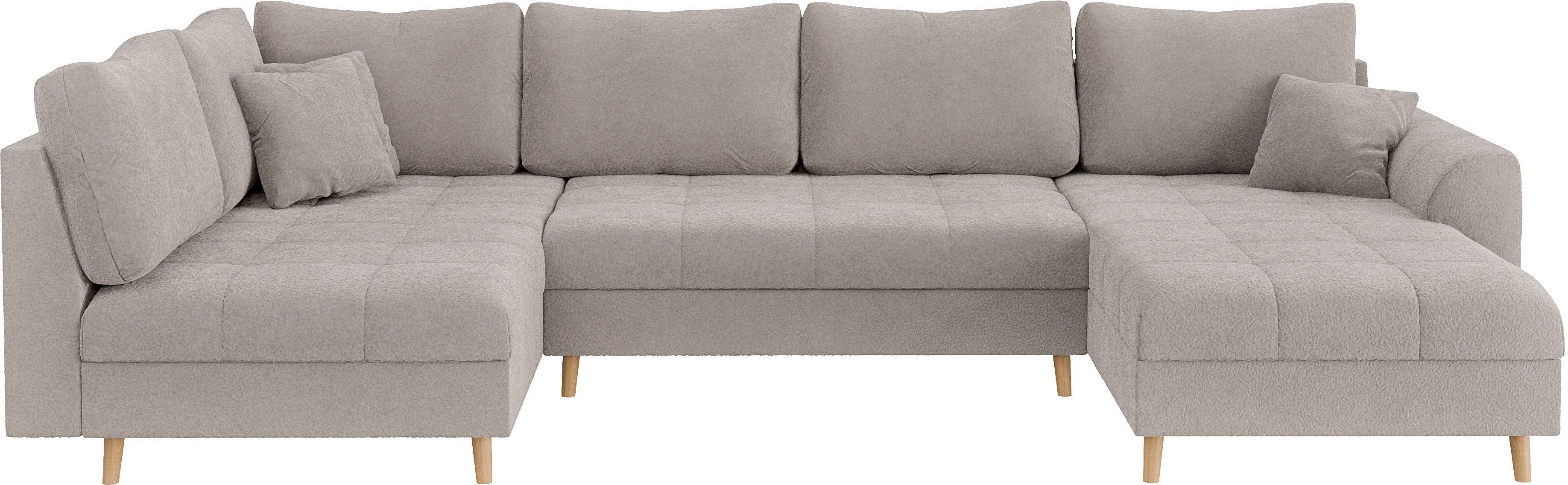 Home affaire Zithoek CHARRE U-vorm met ottomane, afmetingen B/D/H: 310/161/81 cm fijne stiksels, losse rug- en sierkussens, ook in cord en bouclé