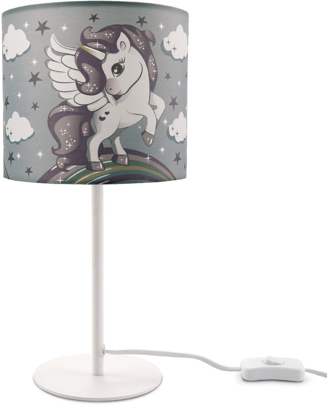 Paco Home Tafellamp Cosmo 213 Kinderlamp LED kinderkamer, eenhoorn lamp, meisjes tafellamp E14