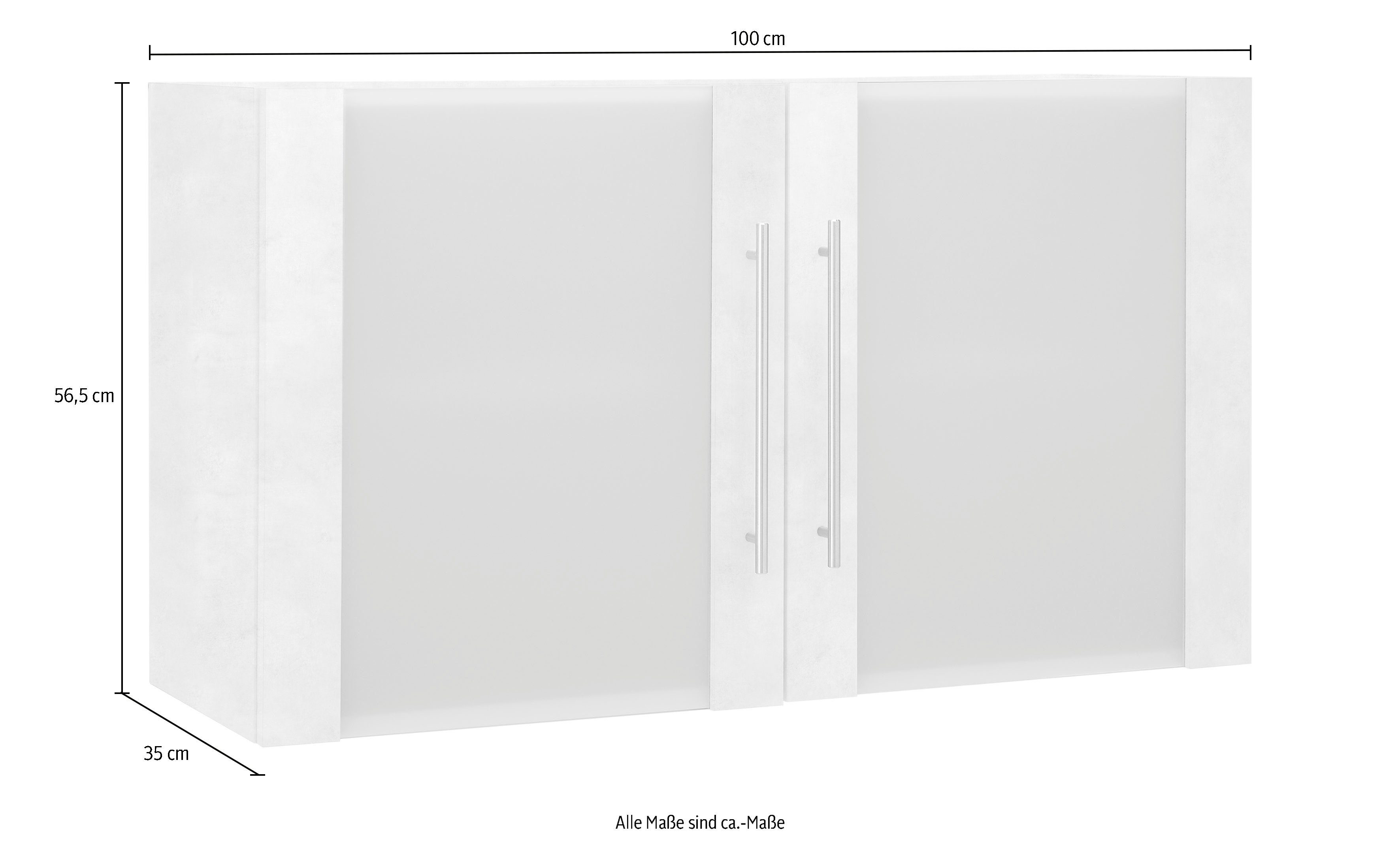 wiho Küchen Hangend kastje met glasdeur Flexi2 Breedte 100 cm