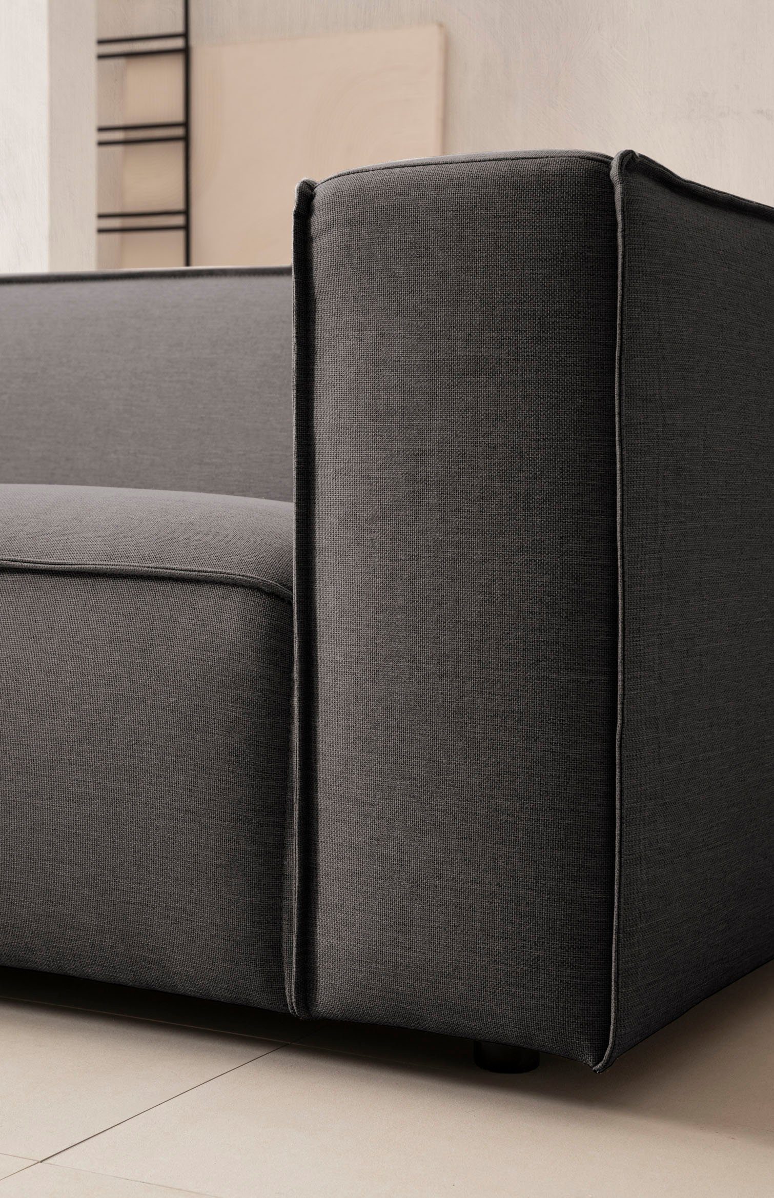LeGer Home by Lena Gercke 3-zitsbank PIARA, bank met biesnaad, sofa in cord of linnenlook