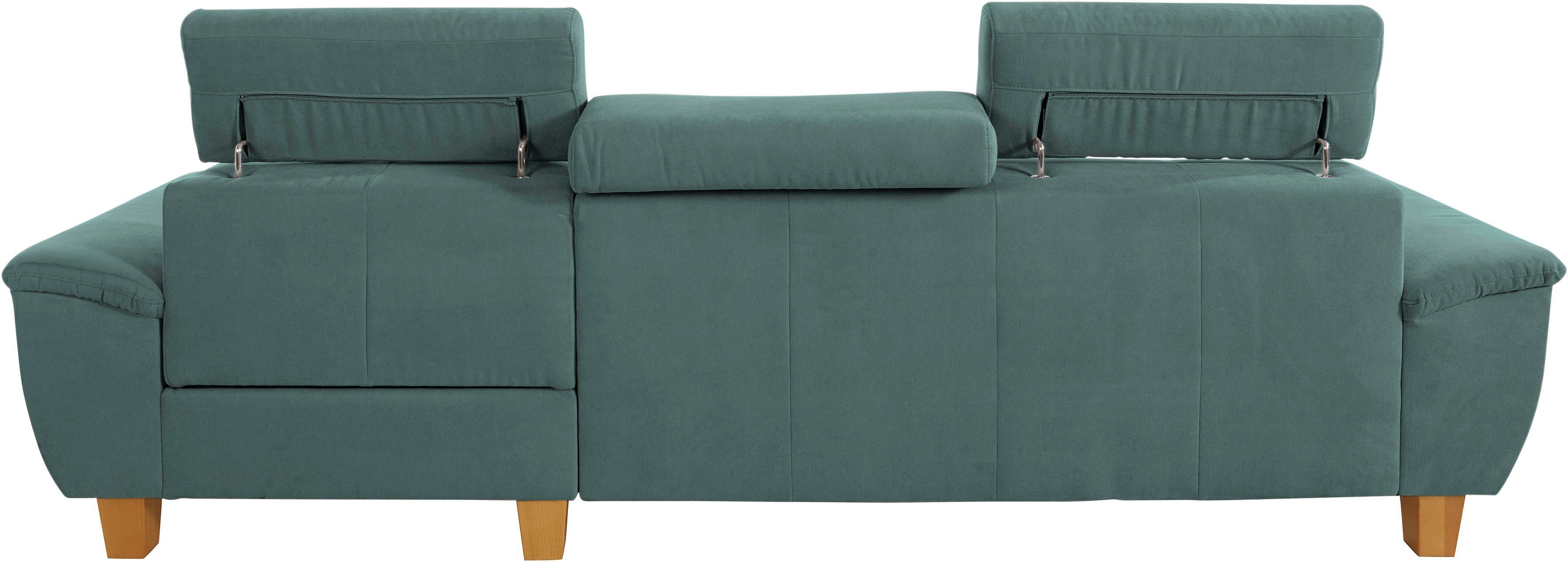 exxpo - sofa fashion Hoekbank Enya, uitgebreide afwerking, hoog zitcomfort, comfortabel, L-vorm inclusief verstelbare hoofdsteun, naar keuze met slaapfunctie en bedkist