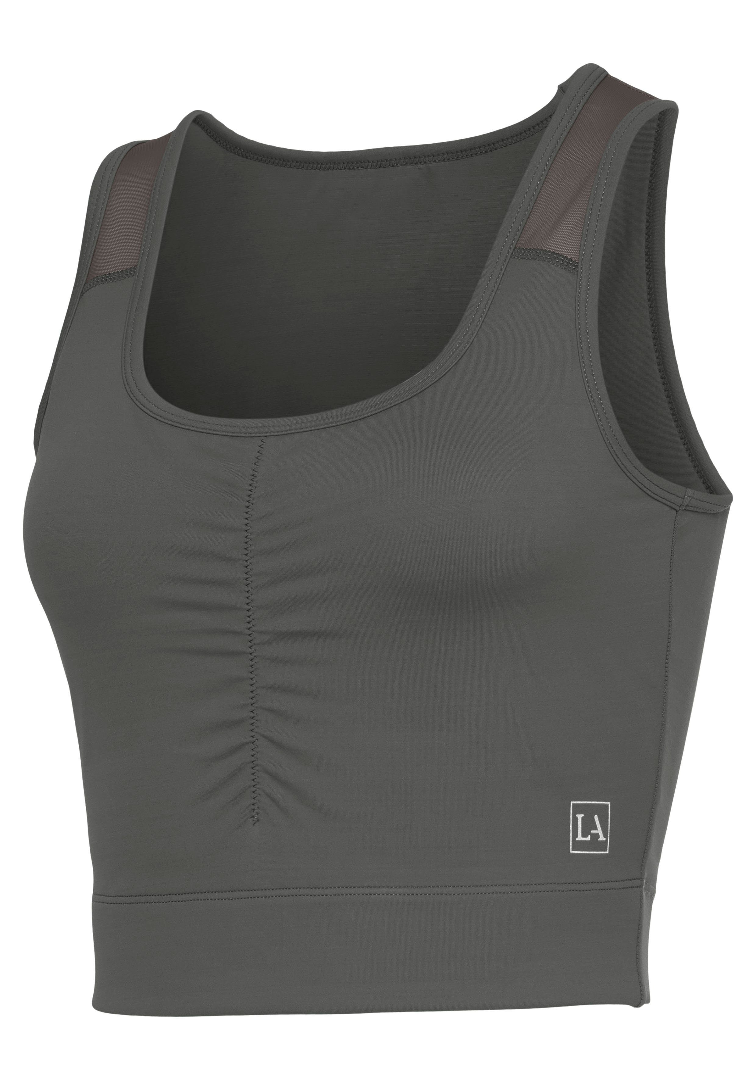 active by Lascana Crop-top met rimpeling en mesh-inzetten