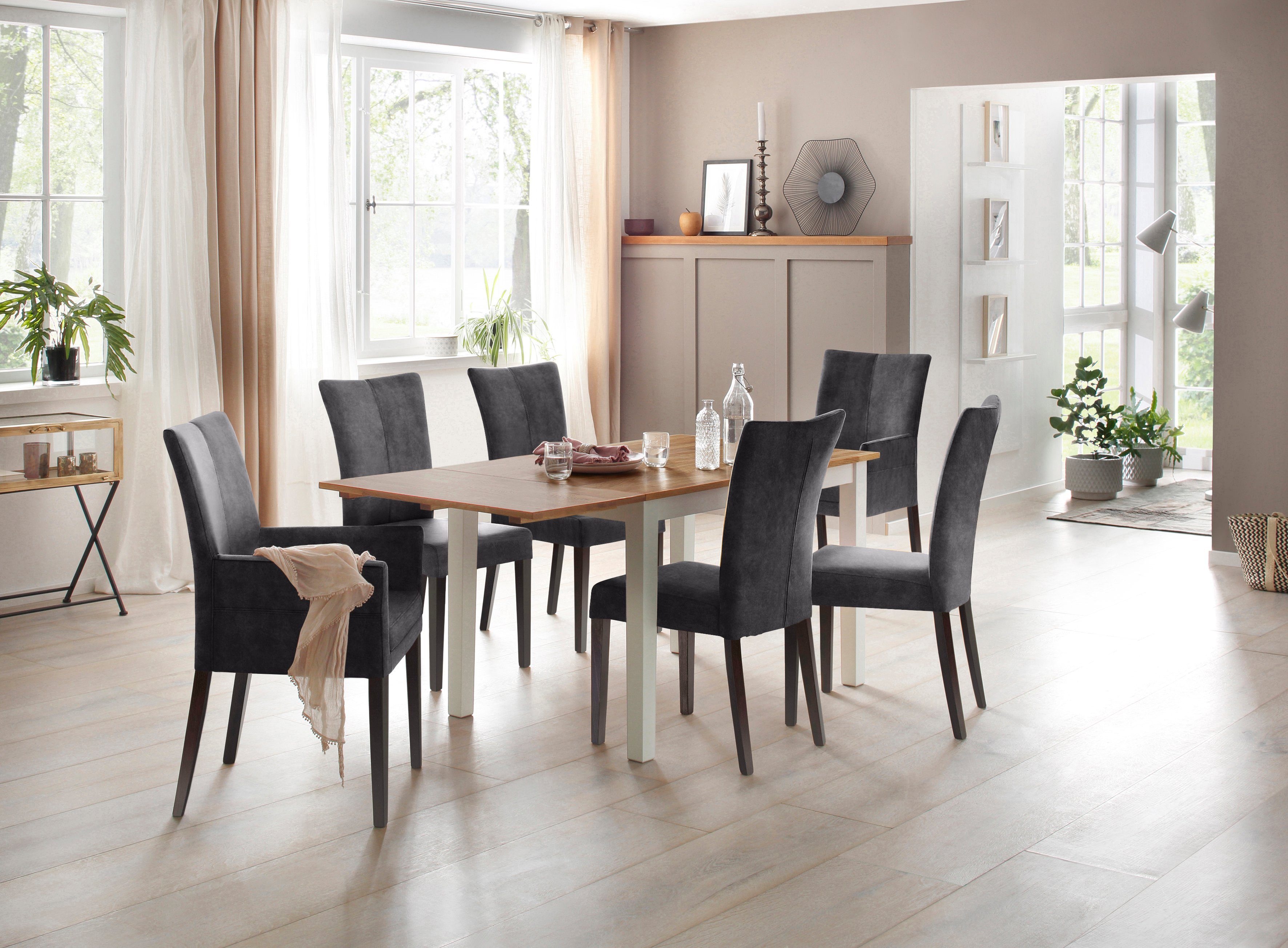 Home affaire Stoel met 4 poten Aspen Poten van massief beuken, wengékleurig gelakt (set, 2 stuks)