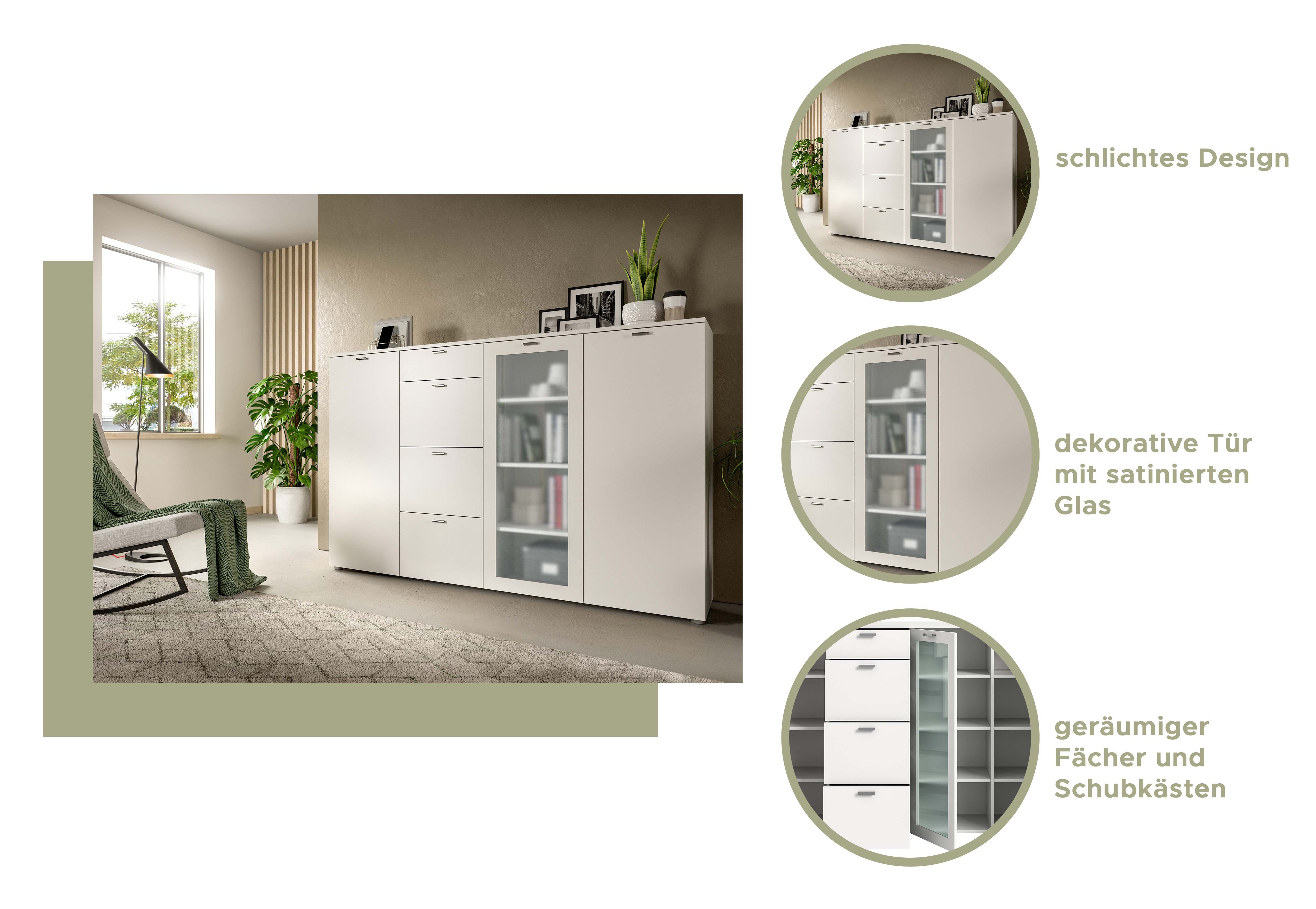 INOSIGN Nachtkastje Onex, breedte 45 cm, met glazen front in de lade, veelzijdig inzetbaar