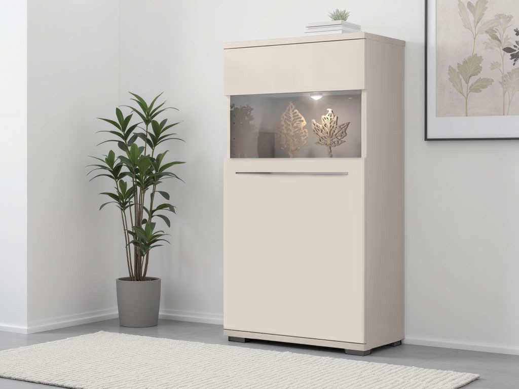 Places of Style Highboard Piano Vitrine UV-gecoat, soft close-functie