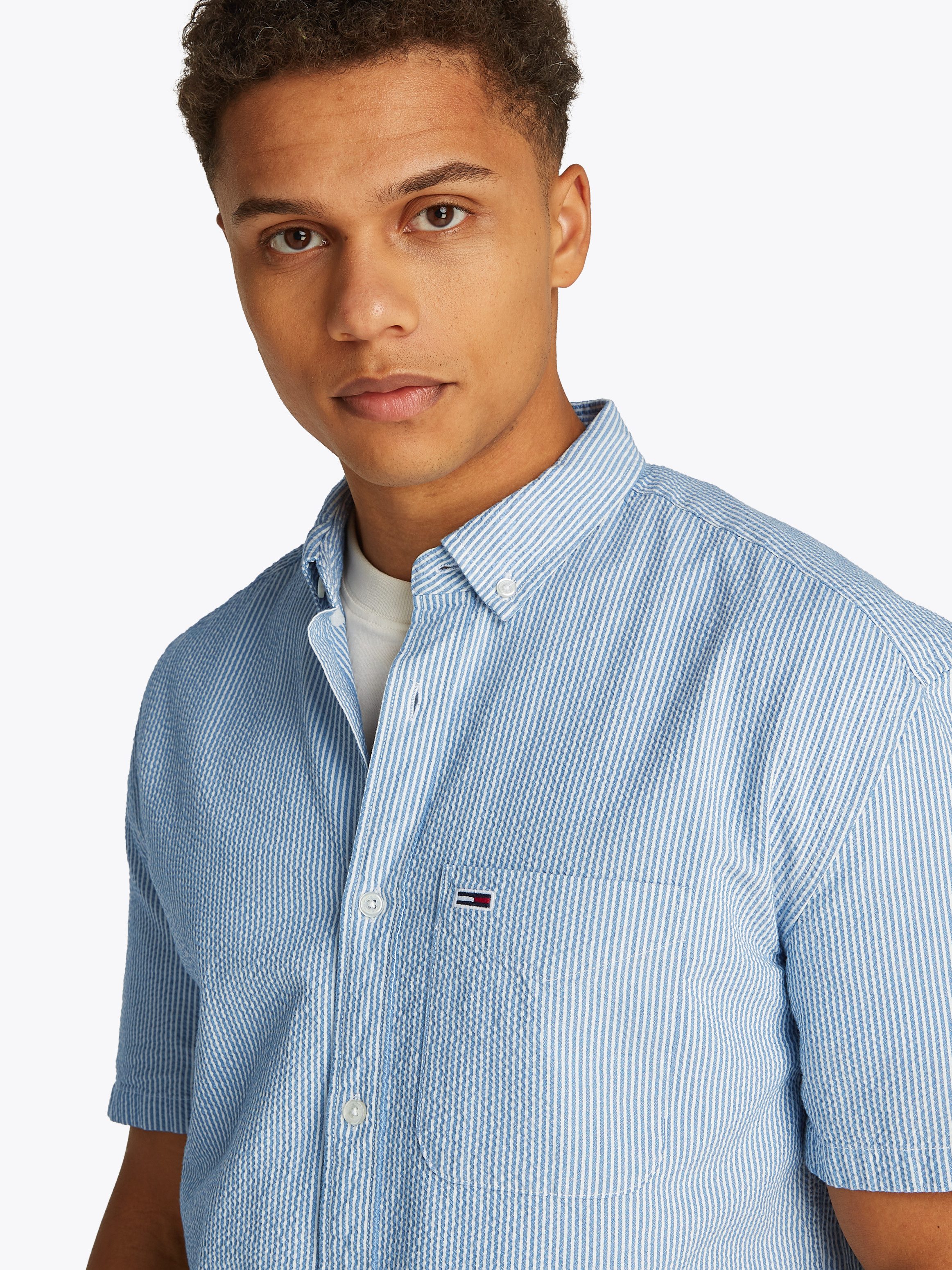 TOMMY JEANS Overhemd met korte mouwen TJM REG SEERSUCKER STP SS SHIRT