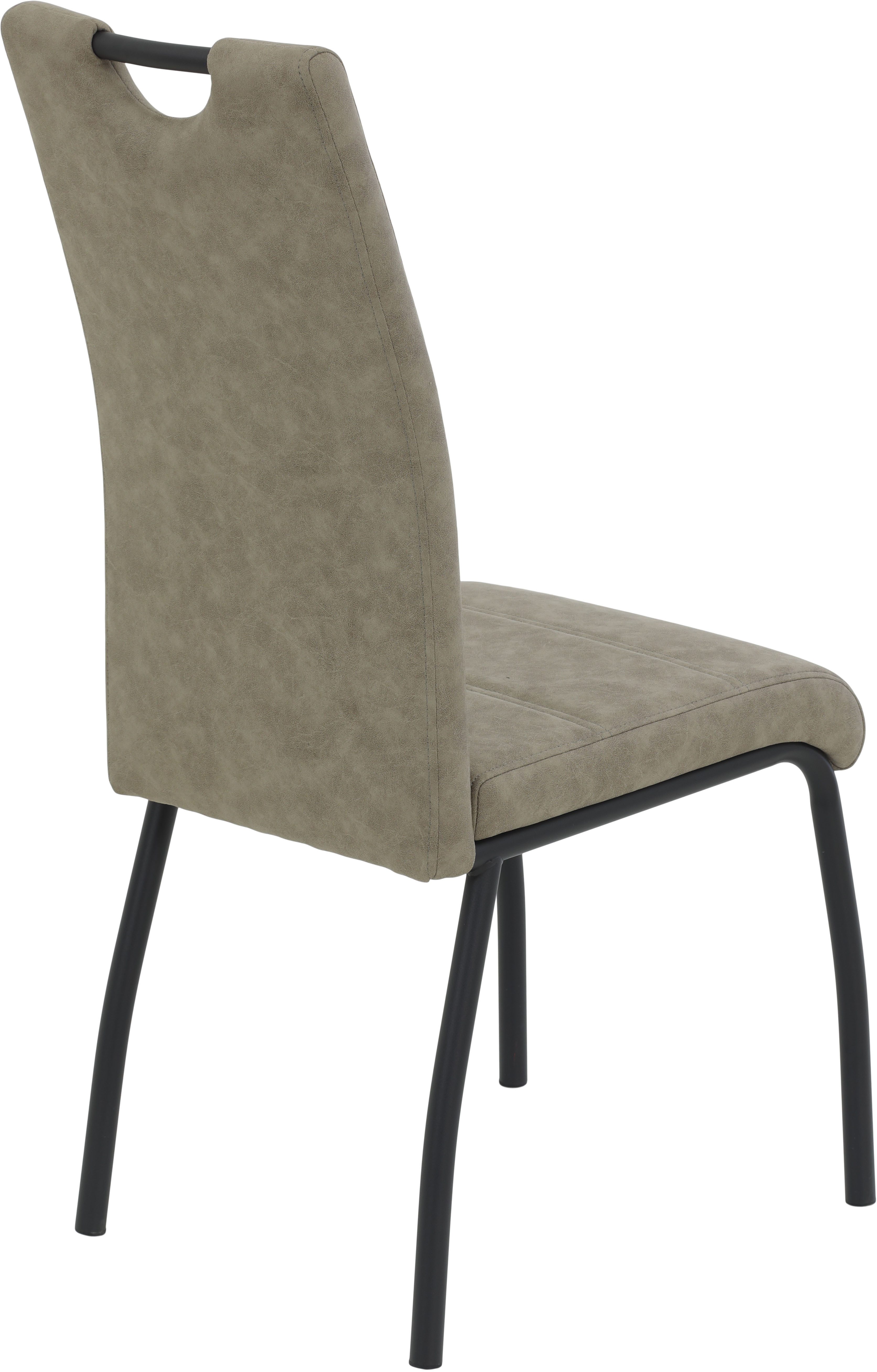 HELA Stoel met 4 poten PETRA Vierpotenstoel, vintage look, met handvat, rond buisframe (set)
