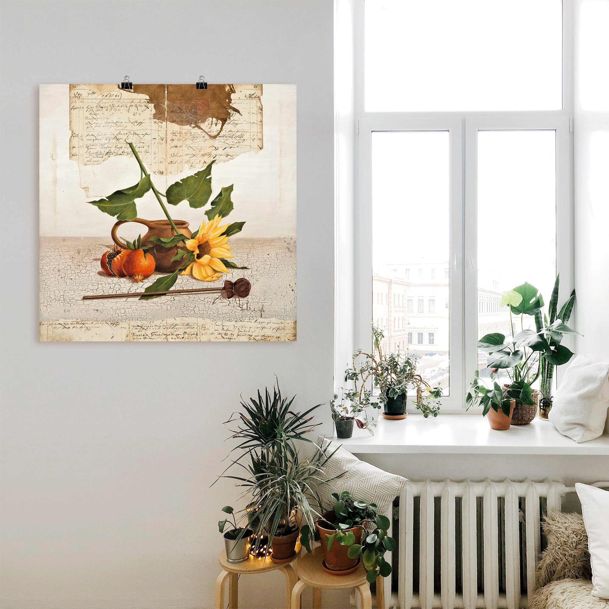 Artland Poster Stilleven met zonnebloemen als artprint op linnen, muursticker of poster in verschillende maten