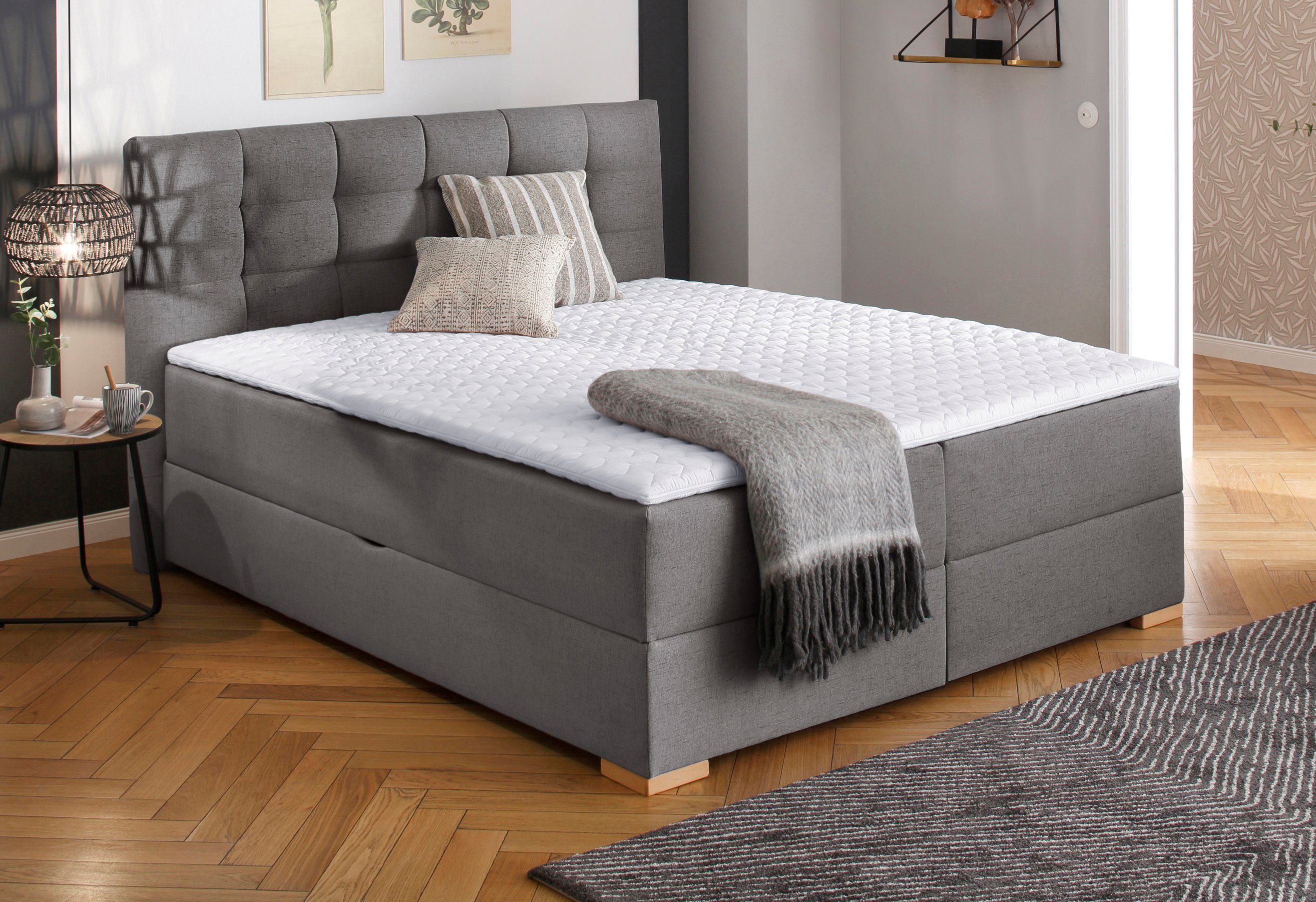 Home affaire Boxspring Olivet in 4 kleuren, 4 breedten, 2 matrassoorten, ook in extra lang 220 cm
