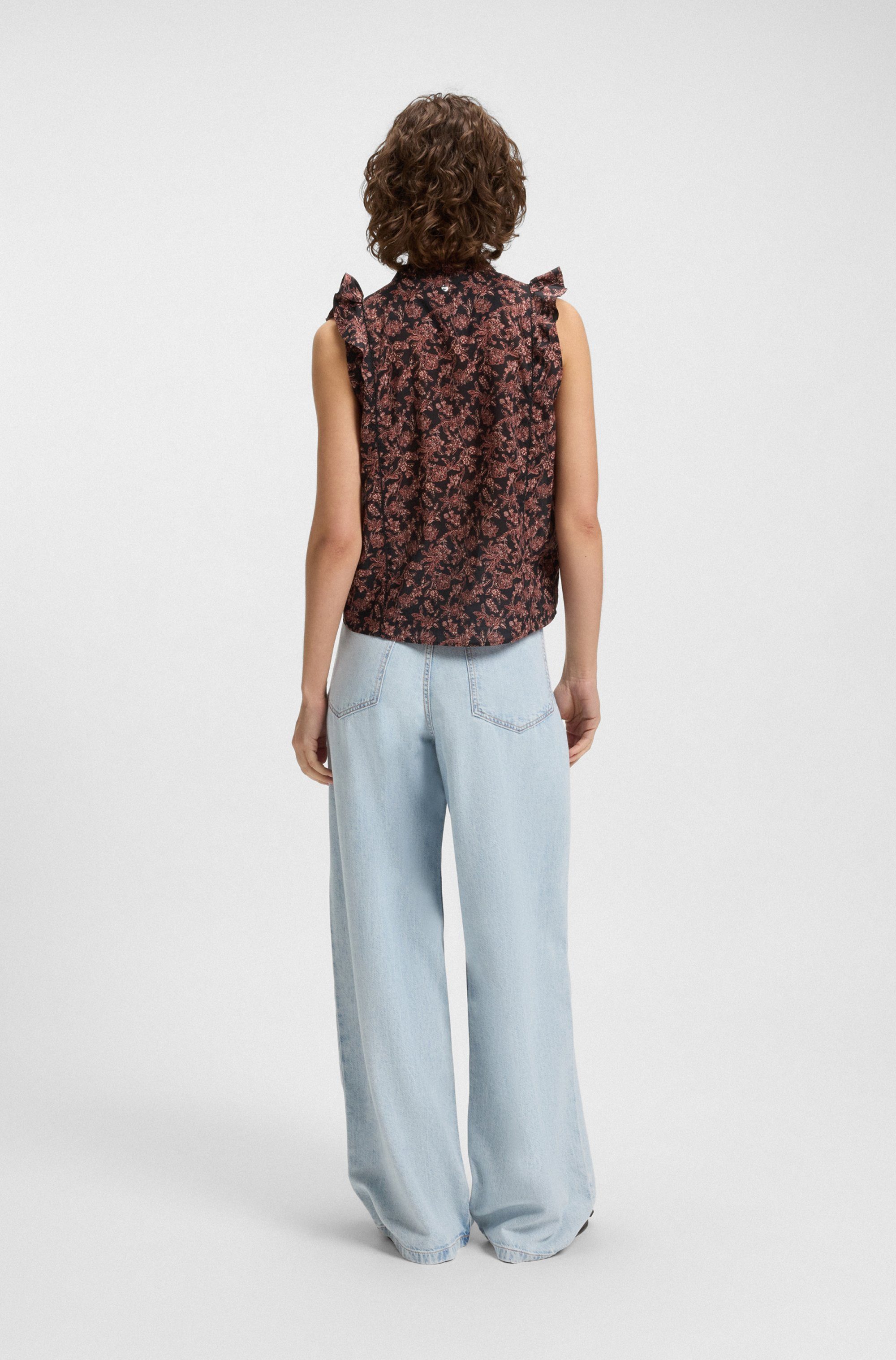 Boss Orange Klassieke blouse Bantiana Premium Damesmode met ajour details, staande kraag